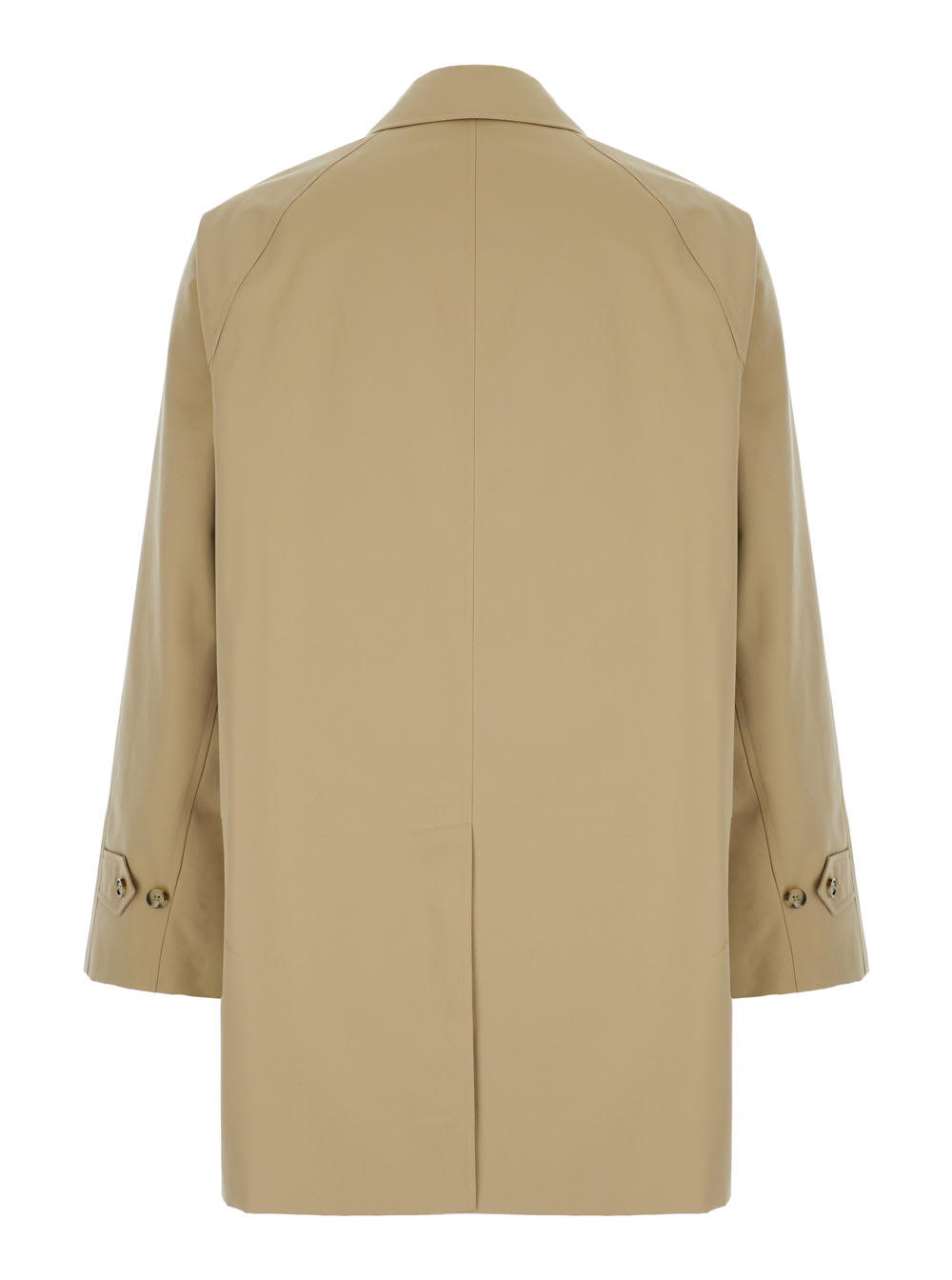 Shop Burberry Beige Single-breasted Trench Coat With Concealed Closure In Gabardine Man