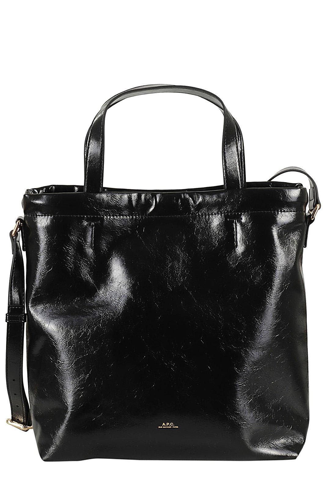 Shop Apc Ninon Drawstring Tote Bag In Lzz Black