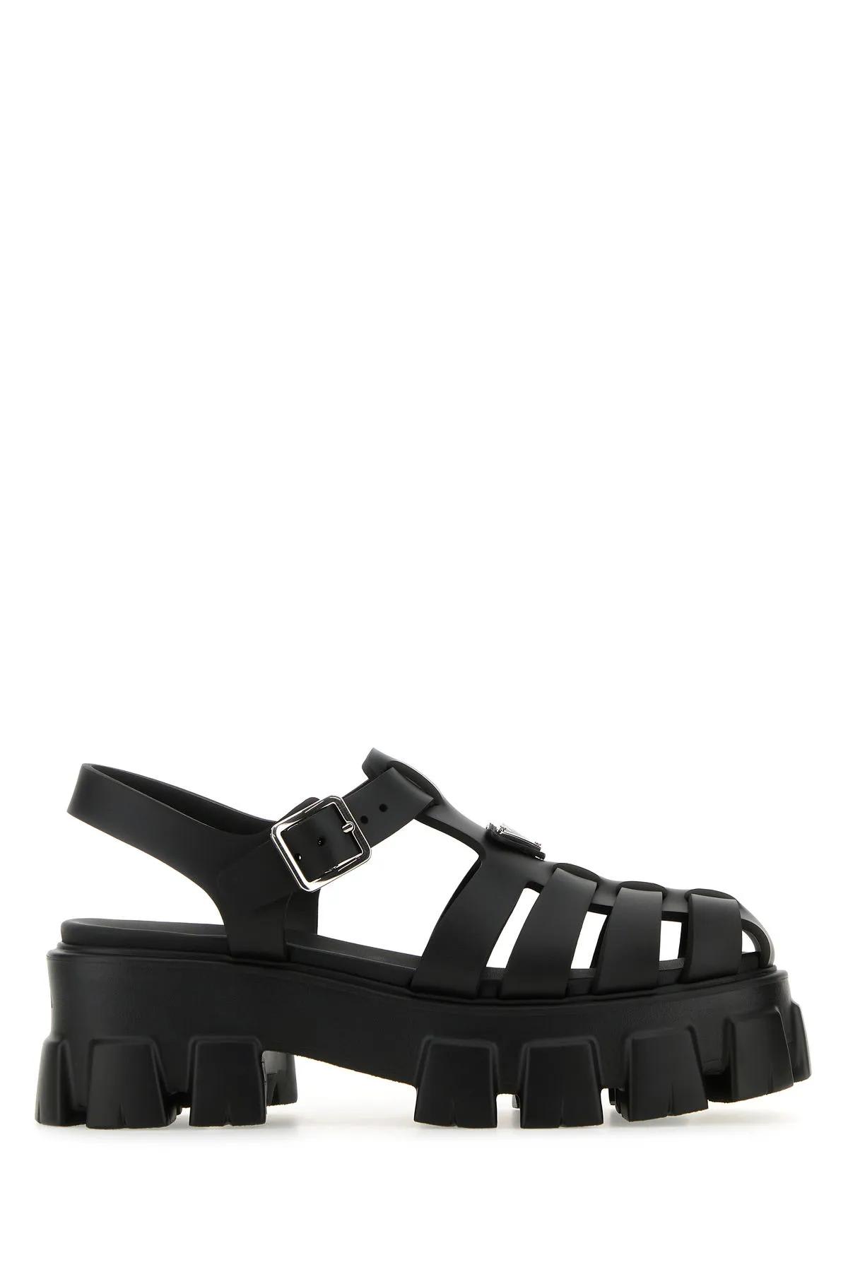 Prada Monolith Sandals In Black