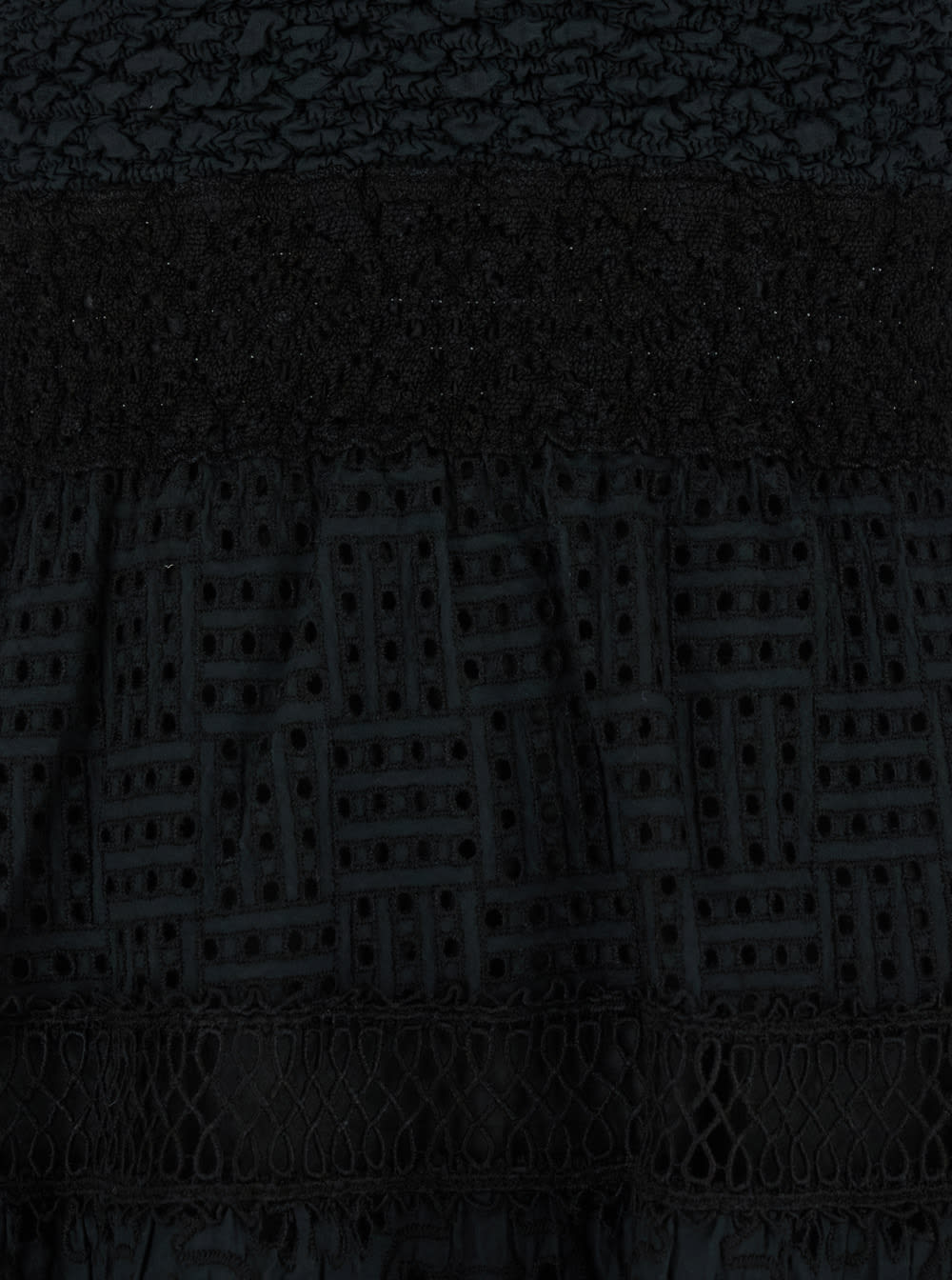 Shop Temptation Positano Black Short Embroidered Dress In Cotton Woman