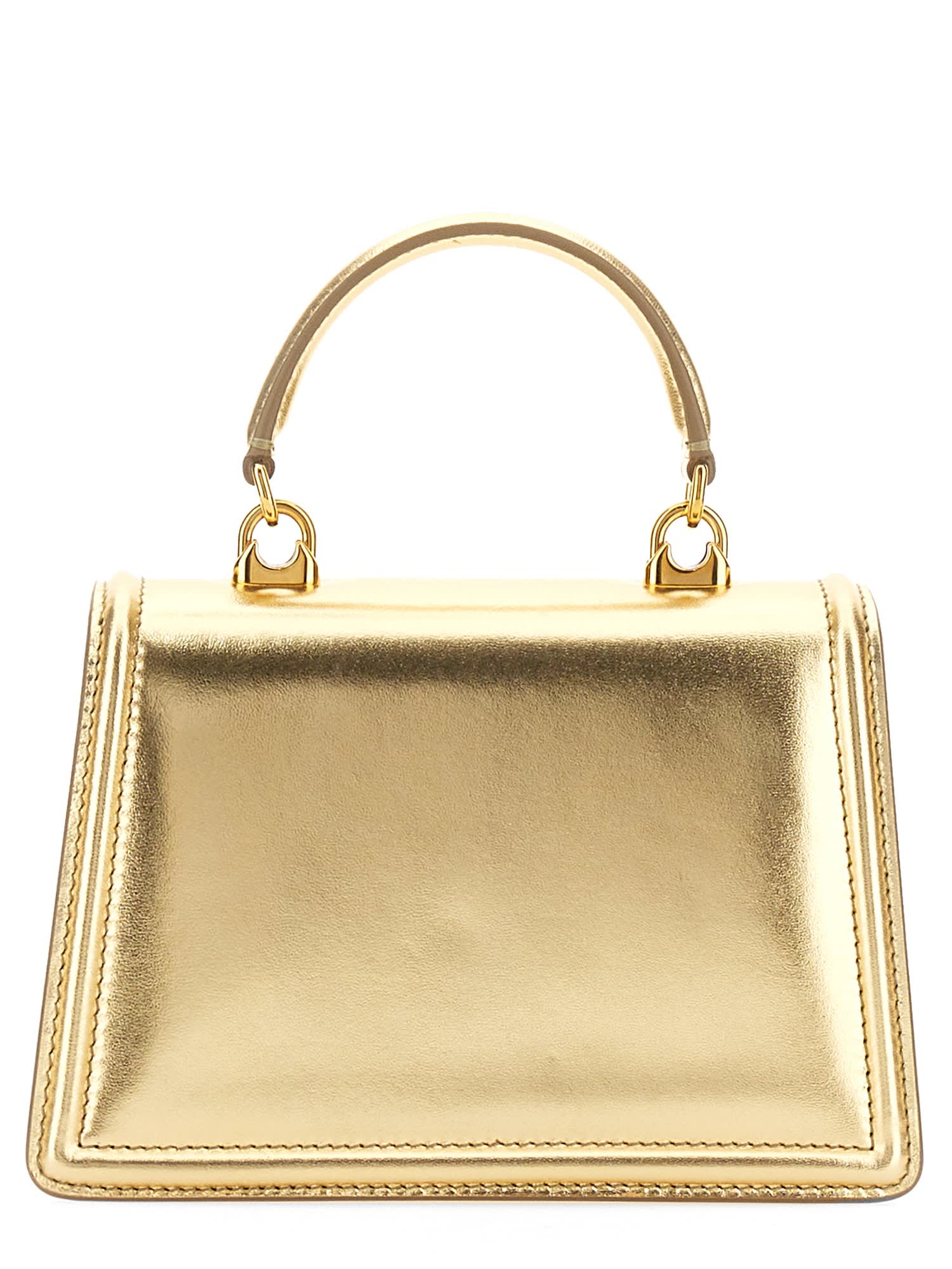 Dolce & Gabbana Small Devotion Metallic Top Handle Bag In Gold