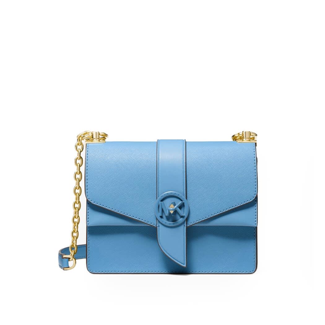 Michael Kors Greenwich Saffiano Leather Shoulder Bag - Size: OS - Pale Blue - Womens