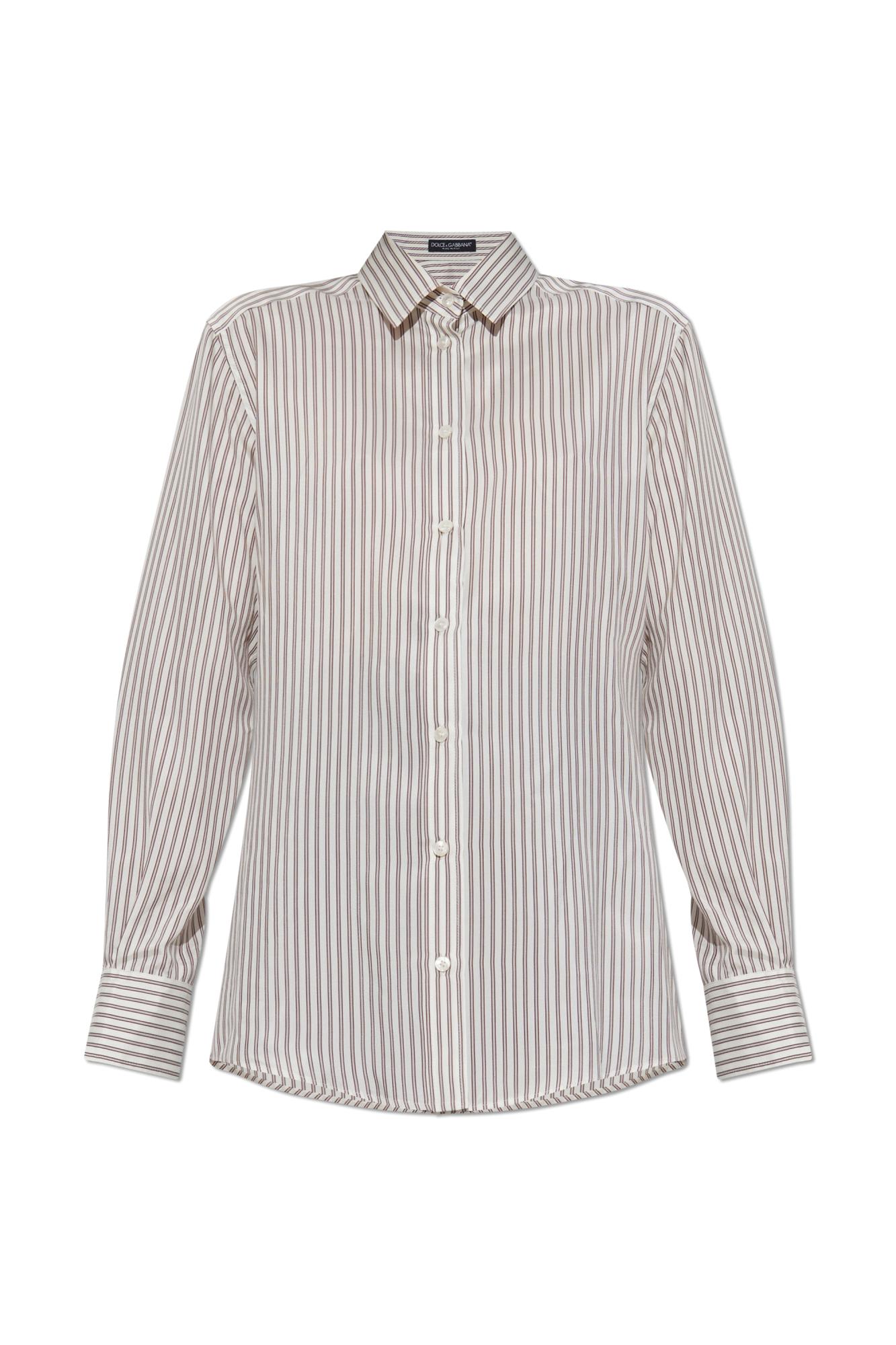 Dolce & Gabbana Silk Shirt With Striped Pattern In White