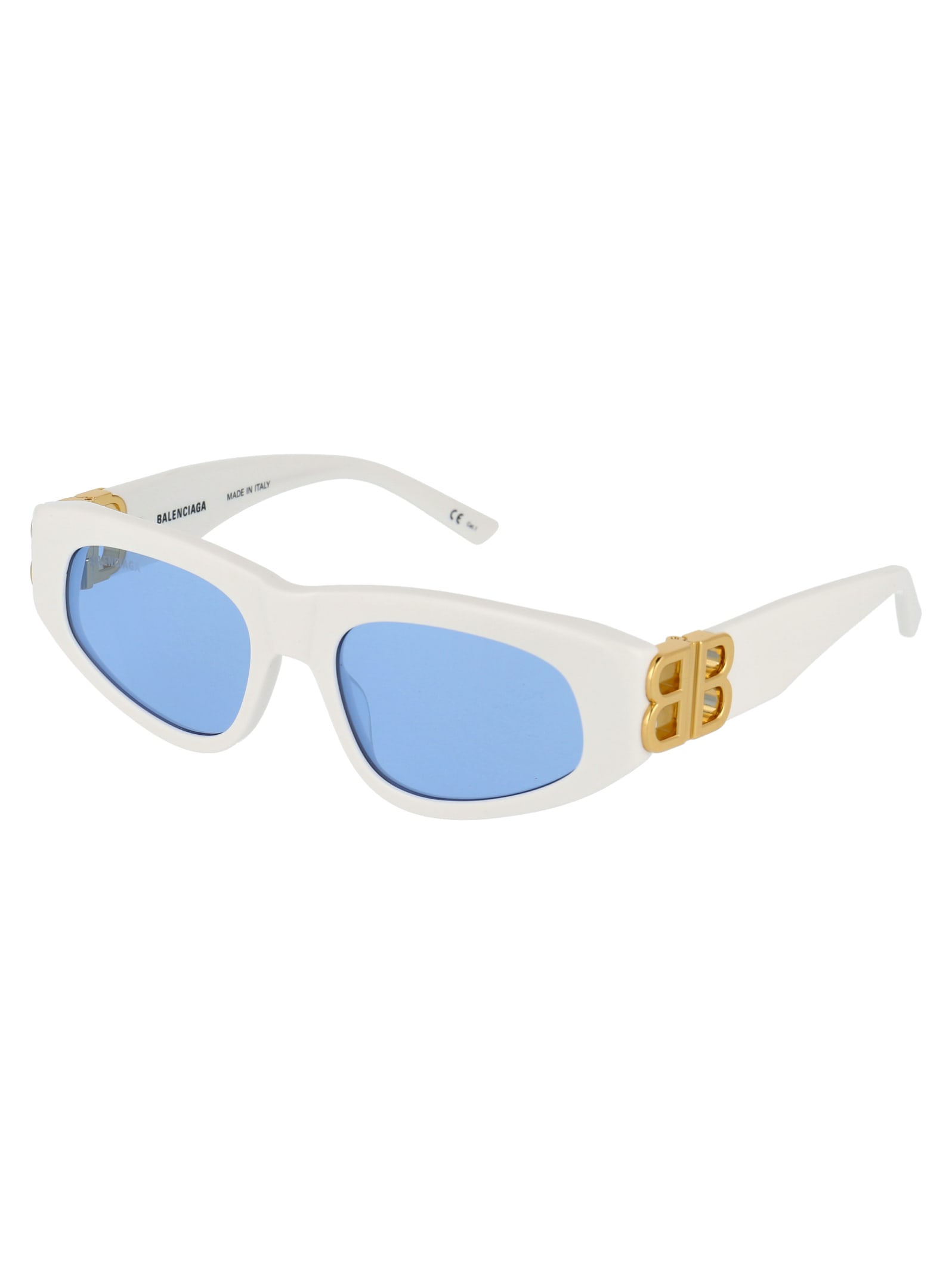 Shop Balenciaga Bb0095s Sunglasses In 004 White Gold Light Blue