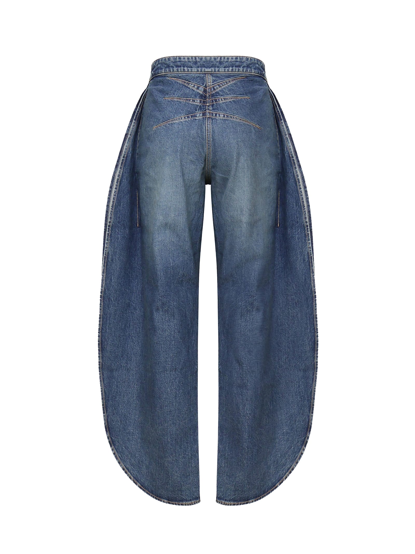 Shop Alaïa Petal Jeans In Cotton Denim In Bleu Vintage