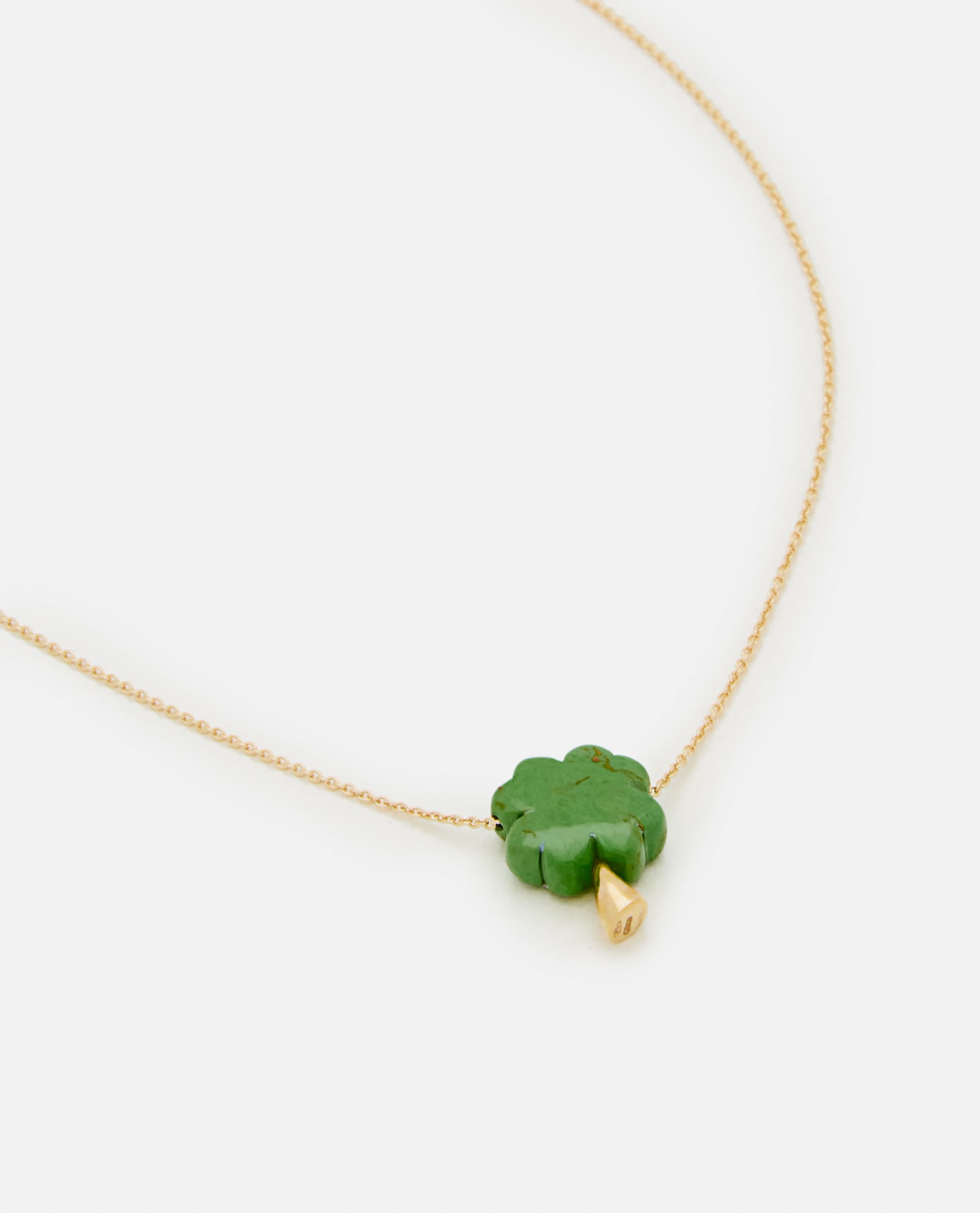 Shop Aliita 9k Gold Clover Necklace In Green