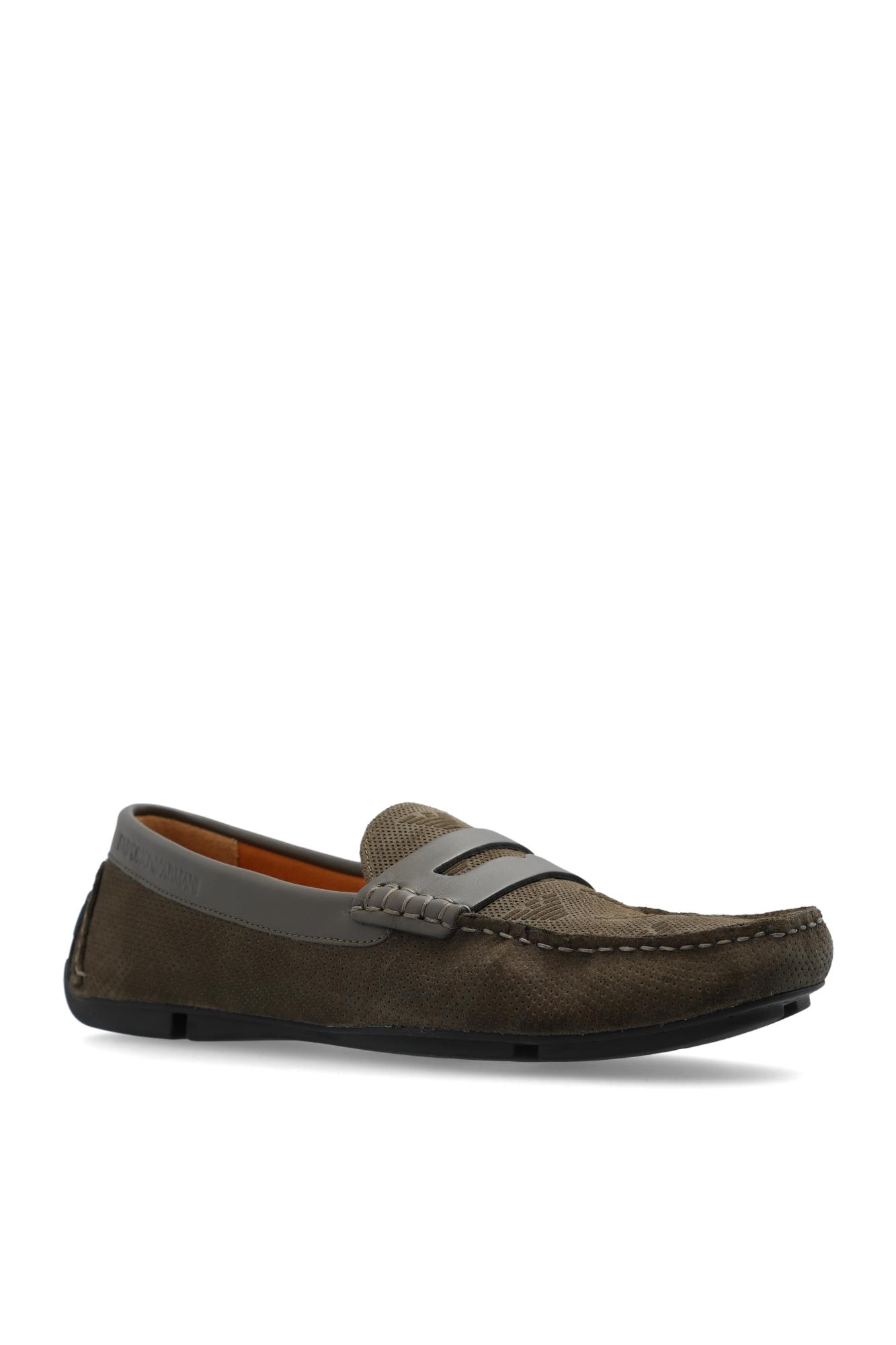 Shop Emporio Armani Leather Loafers In Brown