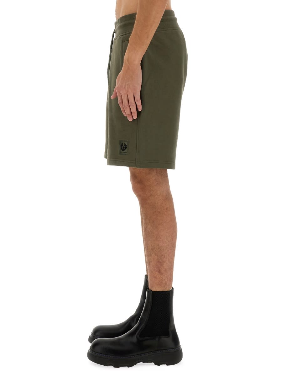 Belstaff Logo Embroidered Bermuda Shorts In Military Green
