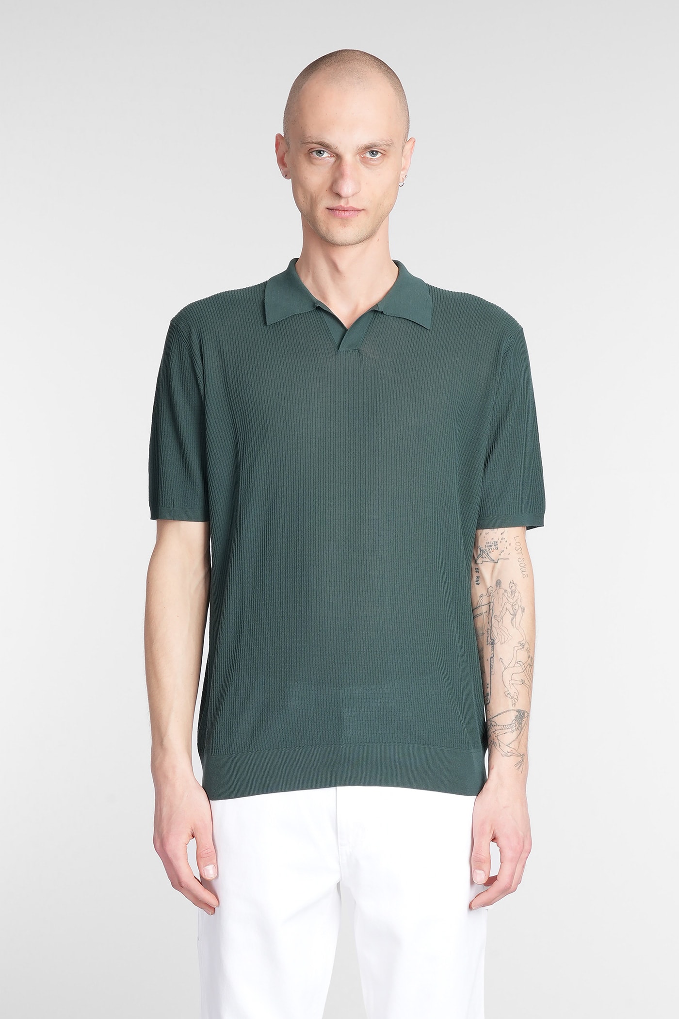 Roberto Collina Polo In Green Cotton In Green
