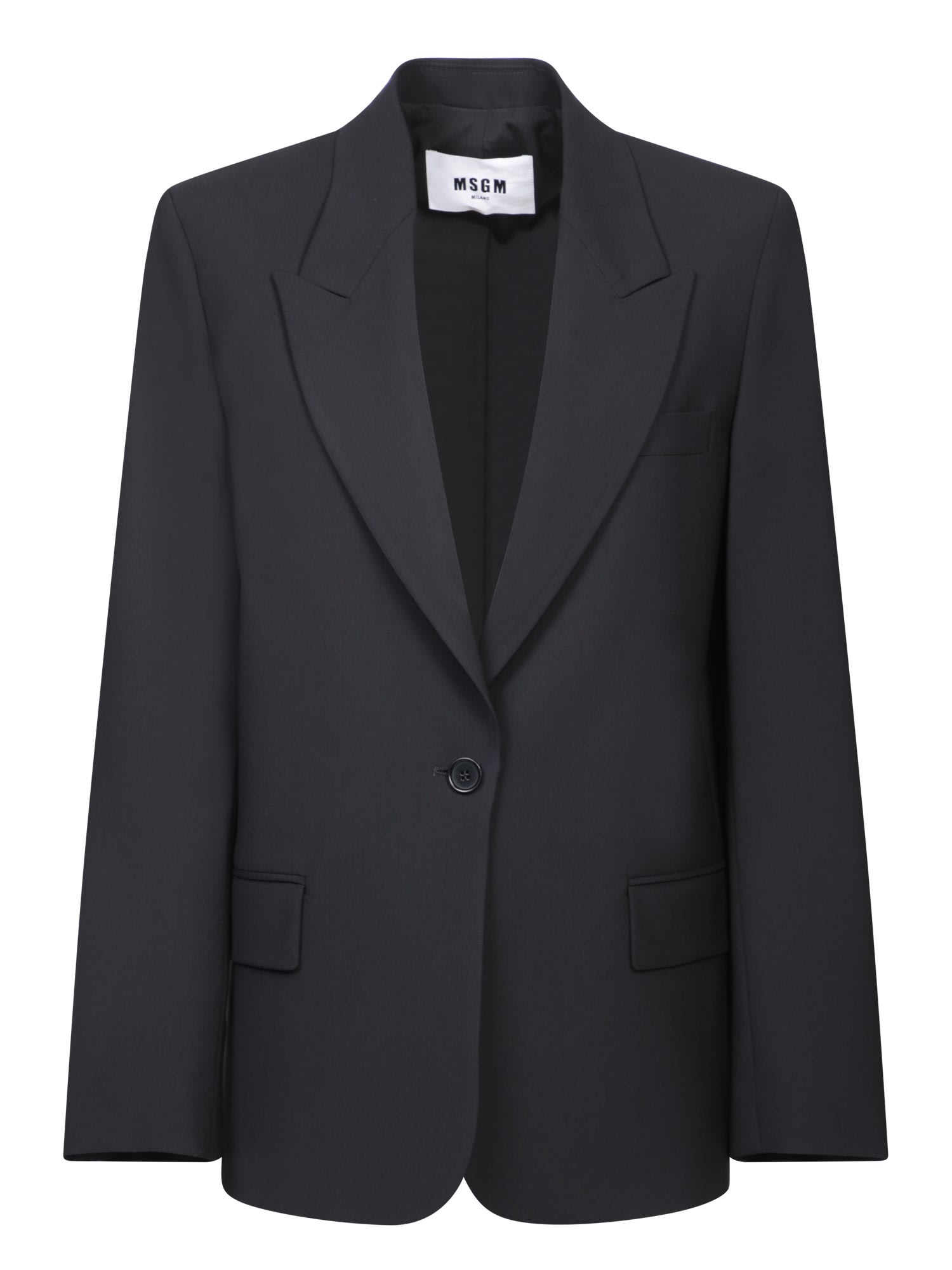 Shop Msgm Black Wool Jacket