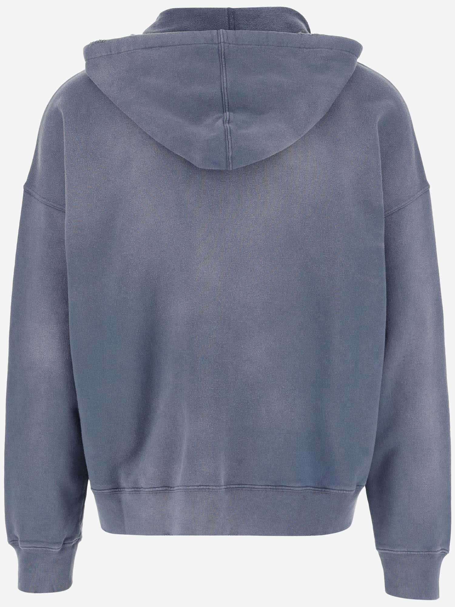 Shop Golden Goose Cotton Sweatshirt With Logo In Blue