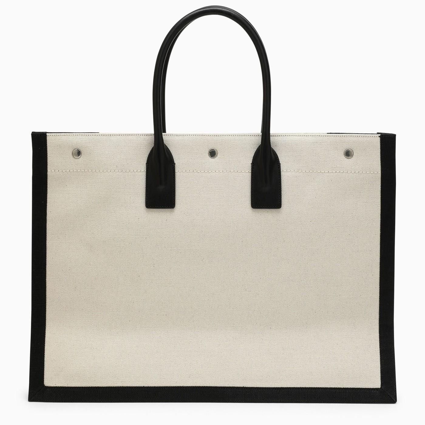 Saint Laurent Sand Canvas Large Rive Gauche Shopping Bag In Greggio Ner