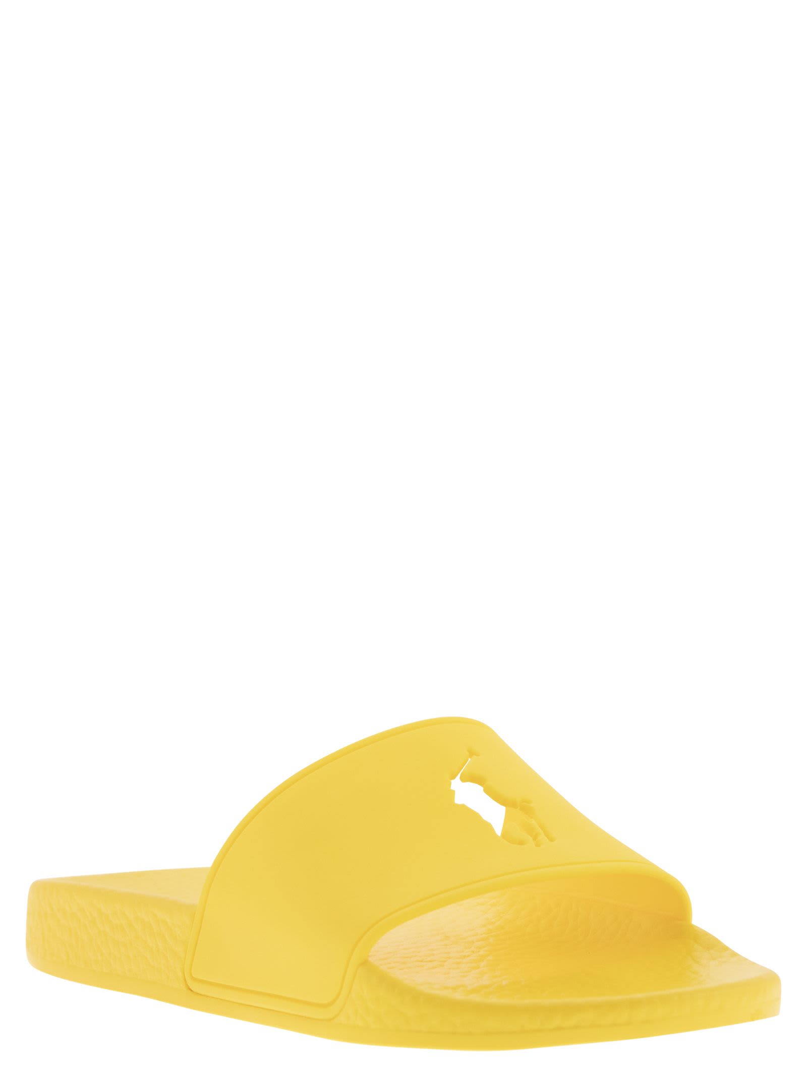Shop Polo Ralph Lauren Big Pony Slippers In Yellow