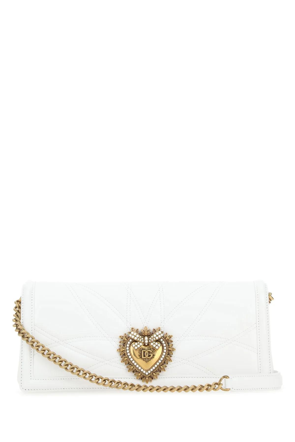 Shop Dolce & Gabbana White Nappa Leather Devotion Shoulder Bag