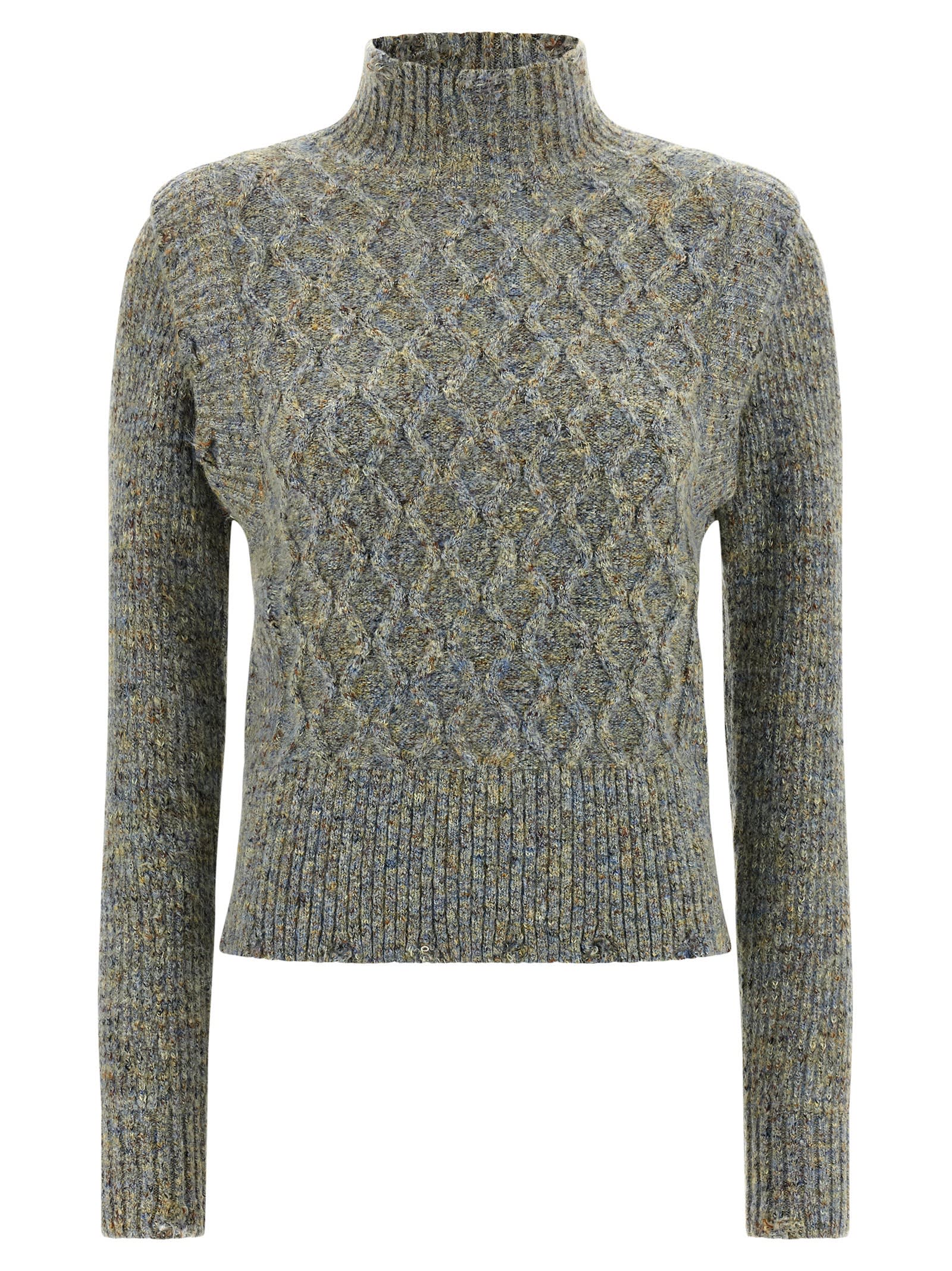 Pinko Proud Mary Cable-knit Turtleneck Sweater In Green