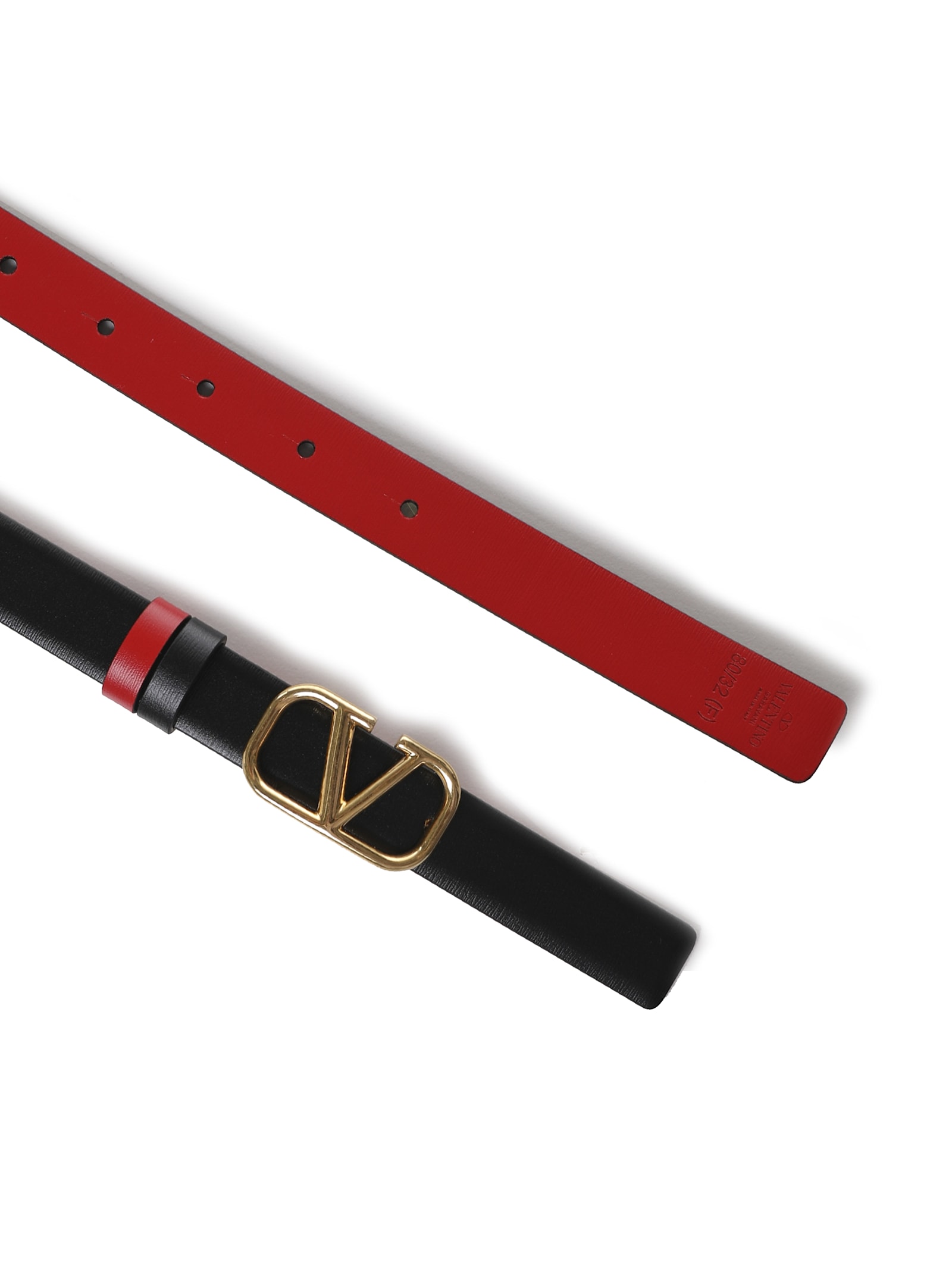 Shop Valentino Vlogo Reversible Calfskin Belt In Black, Red