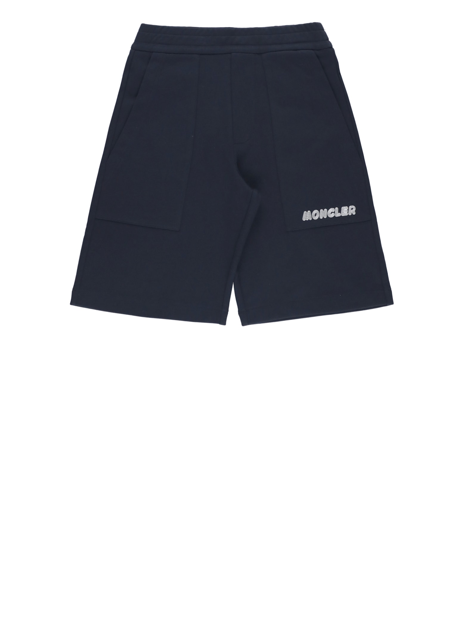 Moncler Logoed Bermuda Shorts In Blue