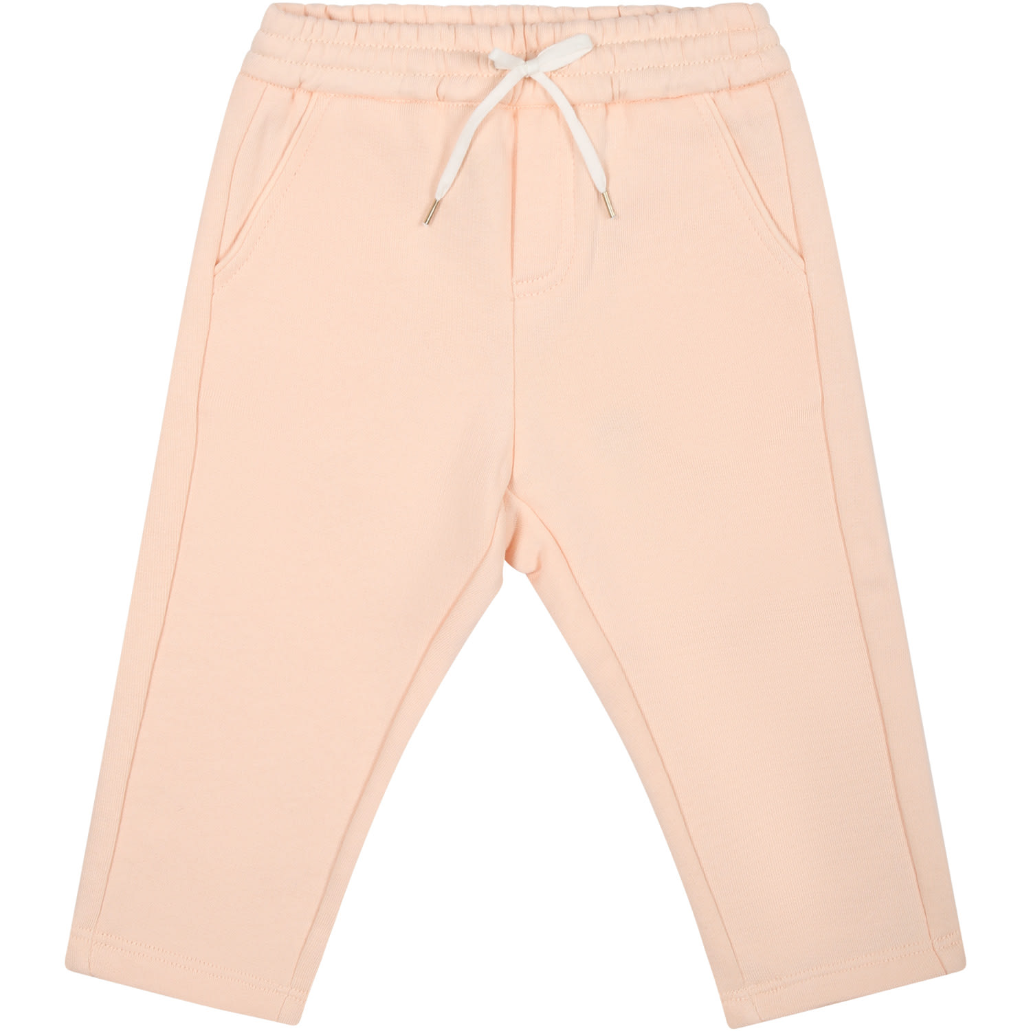 Chloé Pink Casual Trousers For Baby Gilr With Logo