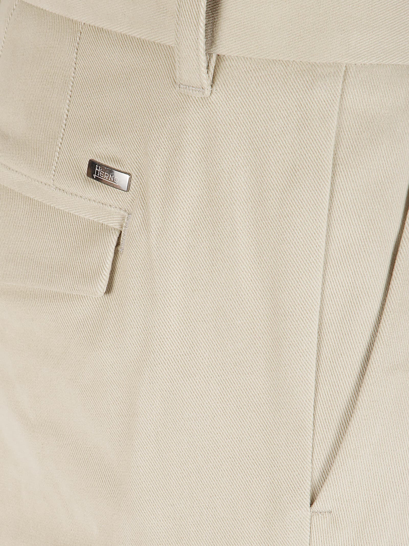 Herno Stretch Cotton Velvet Trousers In Neutral