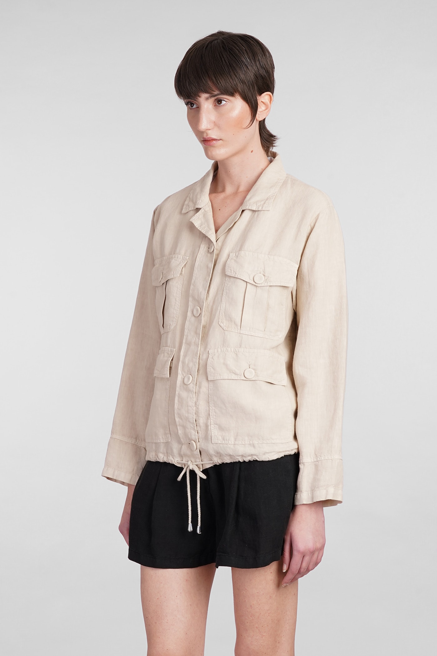 Shop 120% Lino Casual Jacket In Beige Linen