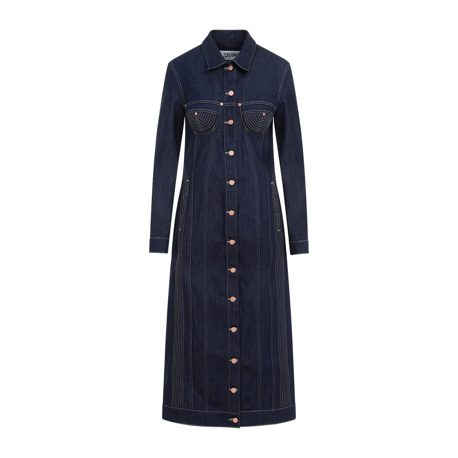 Shop Jean Paul Gaultier Trompe-l` Il Coat In Indigo Tabac