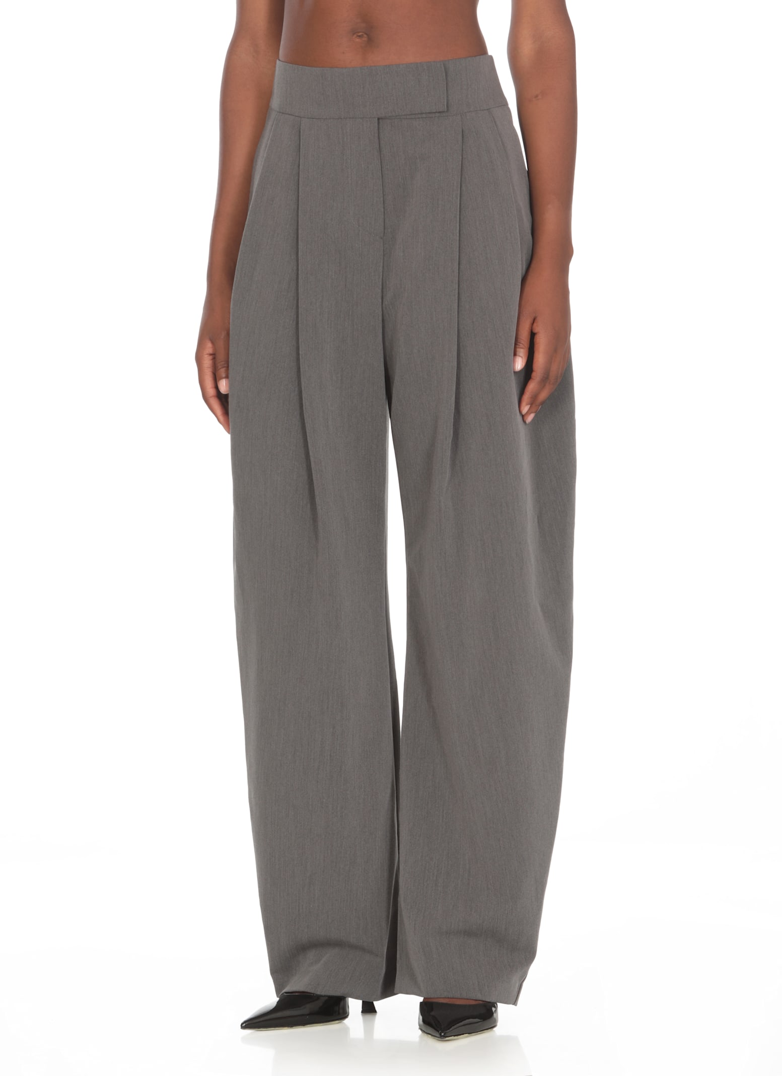 Shop Pinko Viscose Trousers In Grey