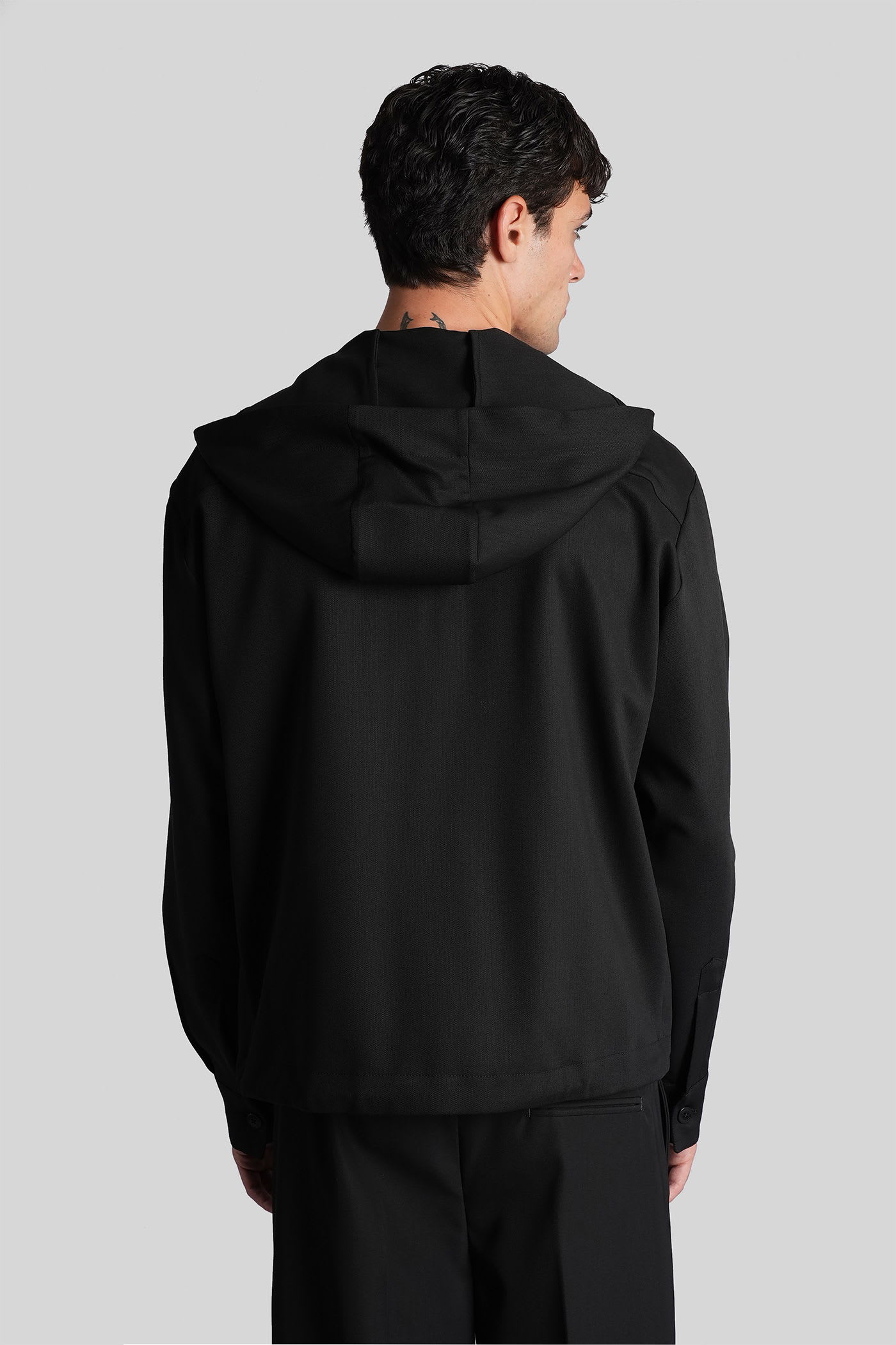 Costumein Hoodie T Casual Jacket In Black Wool In Black
