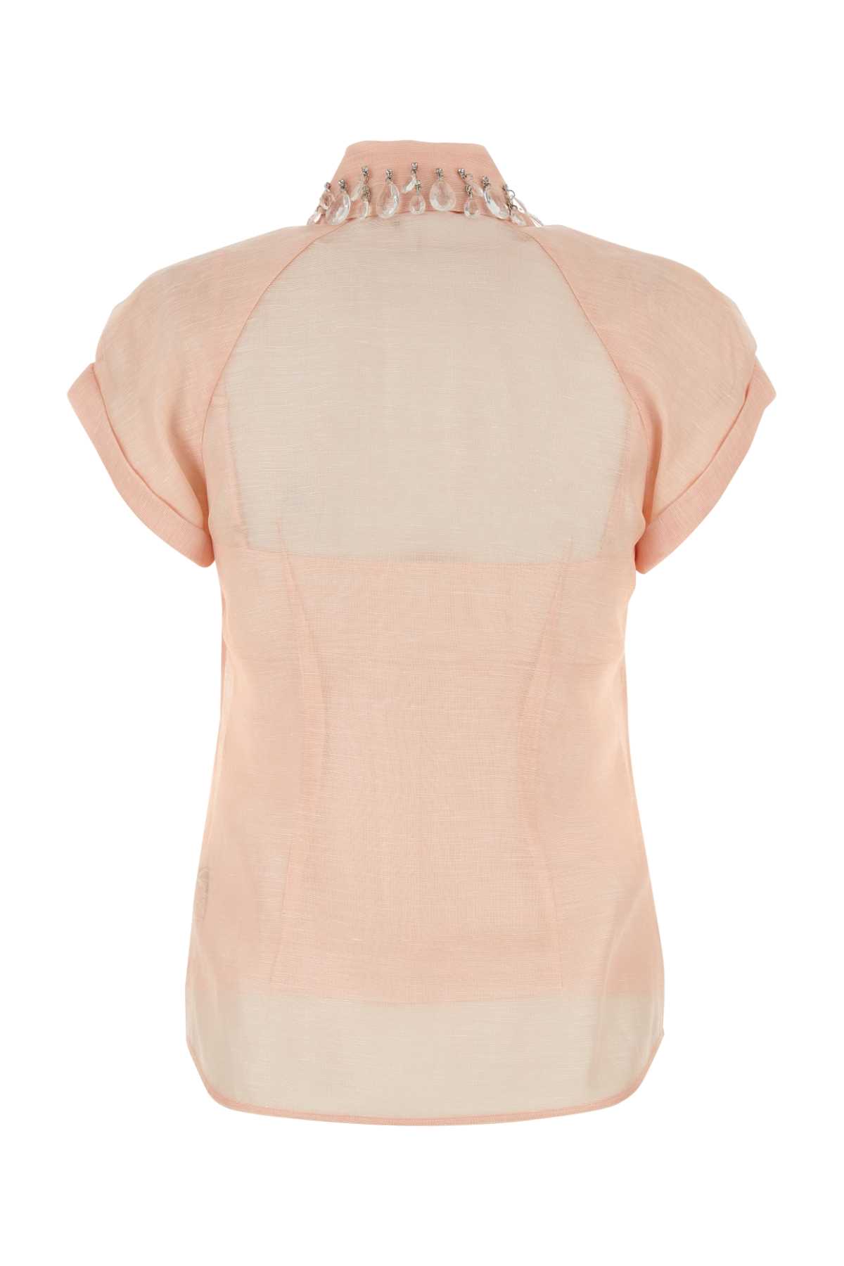 Shop Zimmermann Pink Linen Blend Matchmaker Shirt