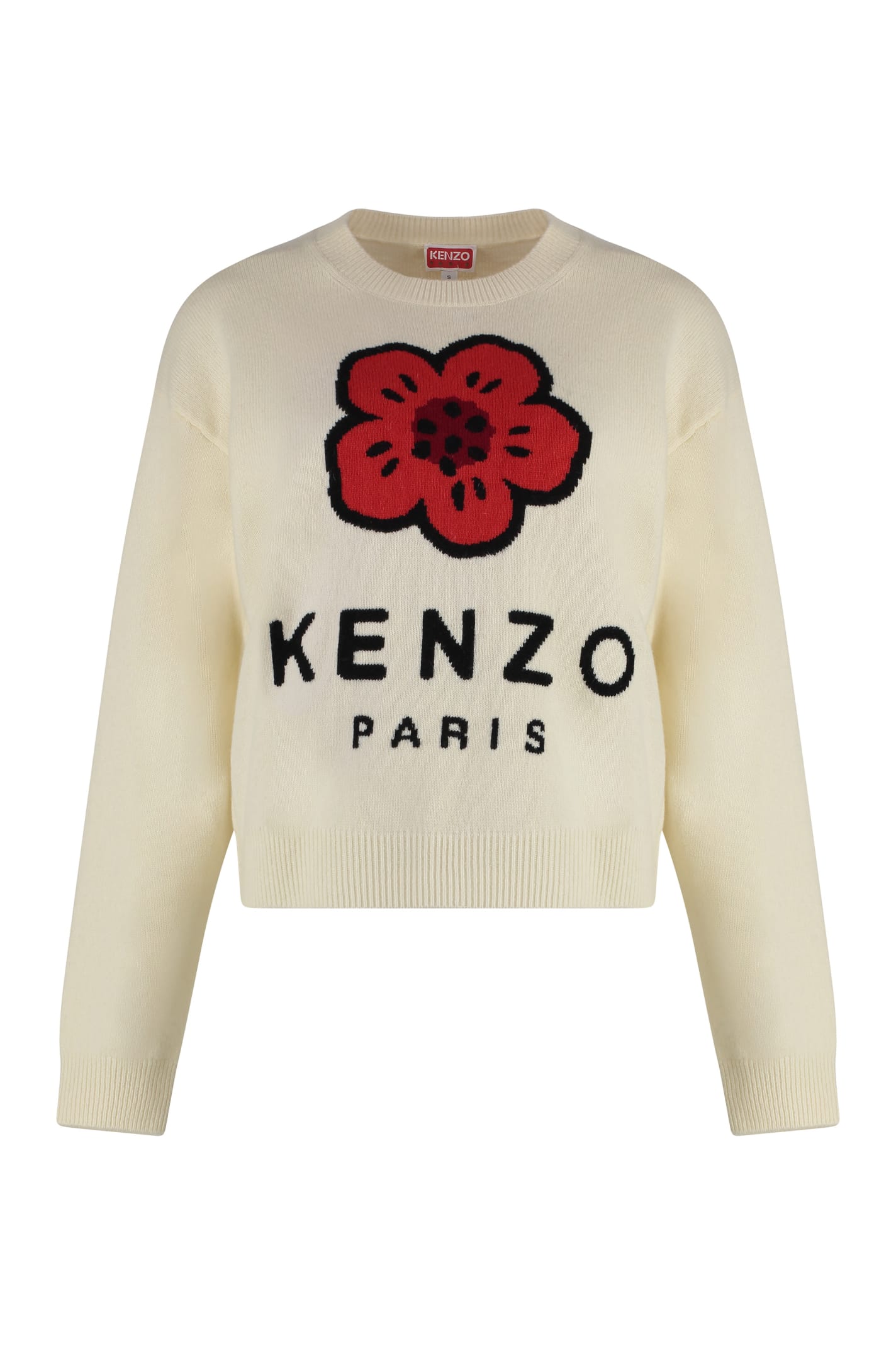 Shop Kenzo Crew-neck Wool Sweater  In White