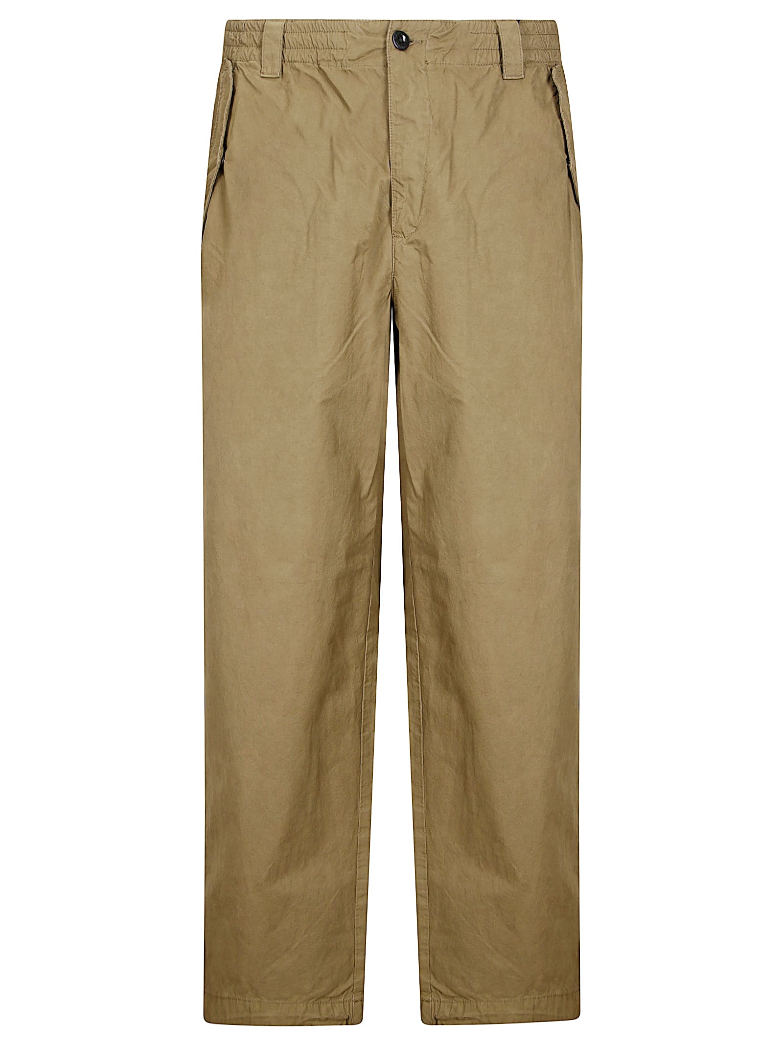 C.p. Company Button-fastening Drawstring Trousers In Brown