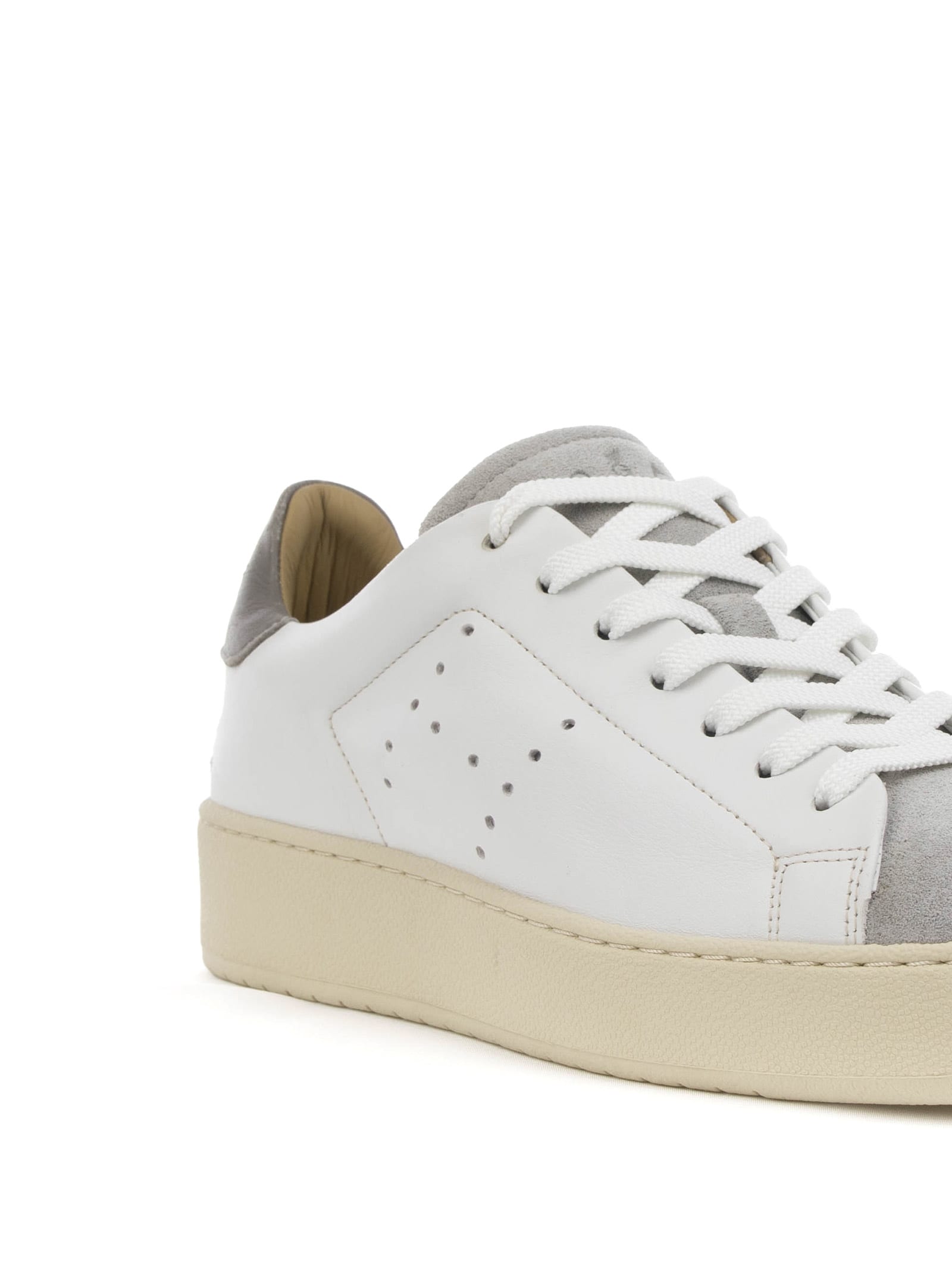 Hogan H672 Round Toe Lace-up Sneakers In Bianco Grigio