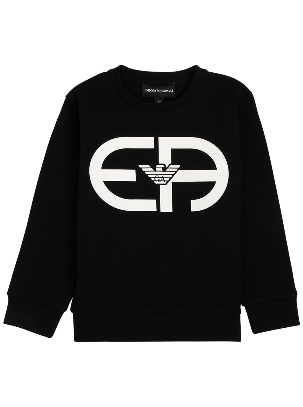 Emporio Armani Black Cotton Sweatshirt With Logo Print