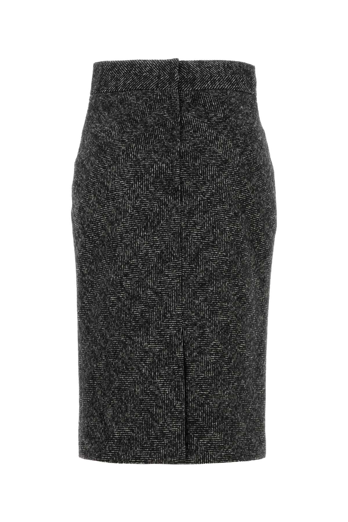 Dolce & Gabbana Embroidered Wool Blend Skirt In Gray