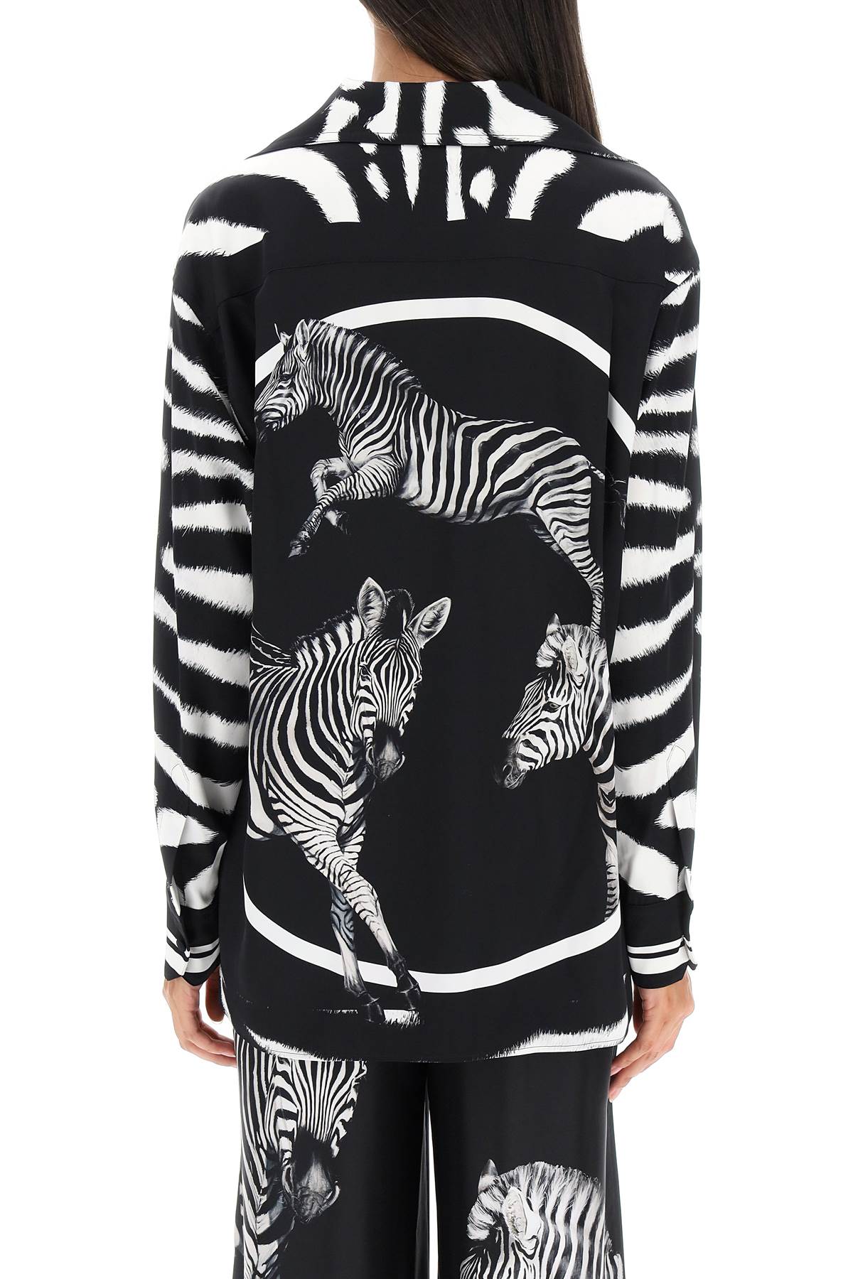 Shop Dolce & Gabbana Zebra Print Silk Shirt In Nero