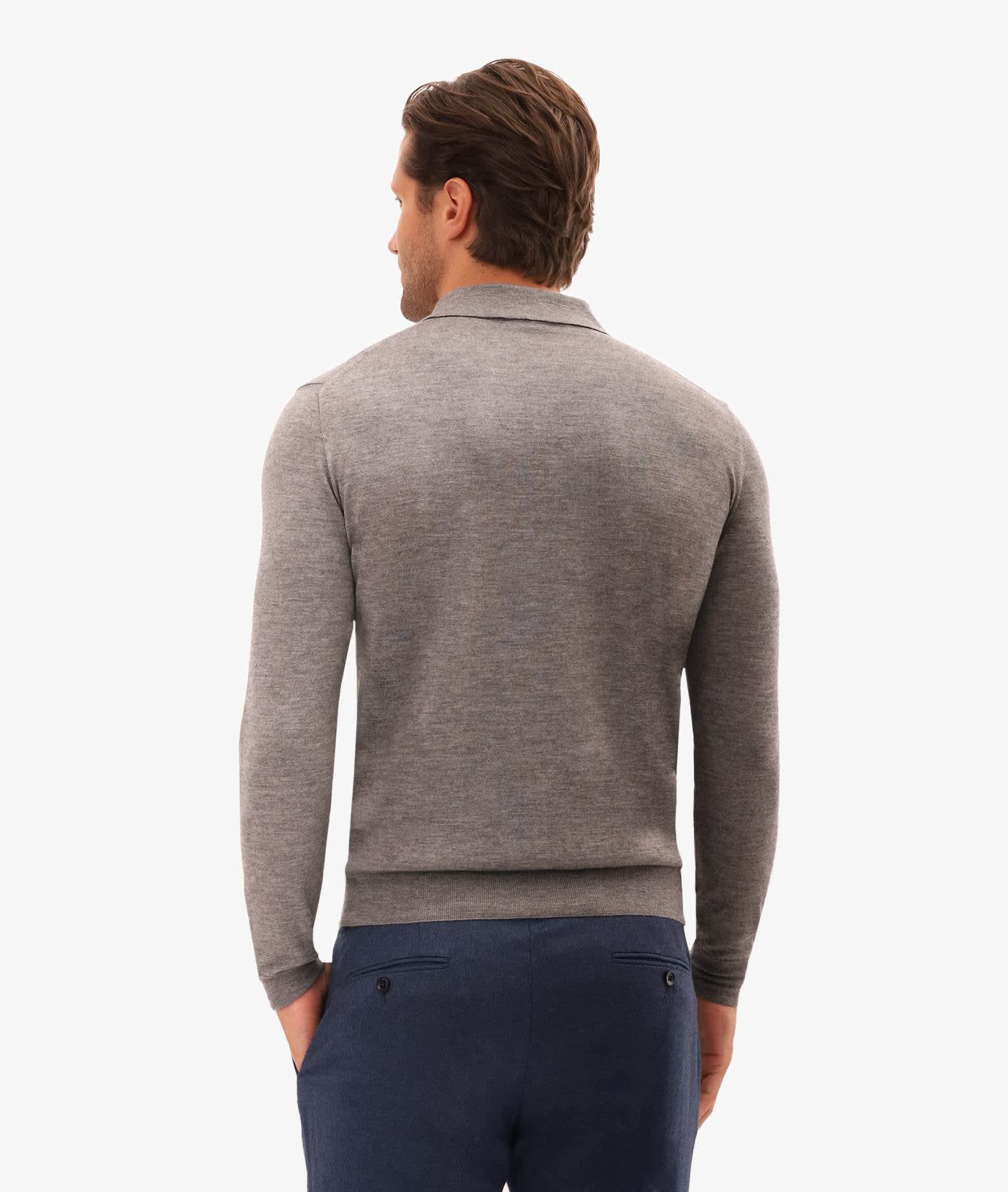 Shop Larusmiani Long Sleeve Polo Coppa Europa Sweater In Gray