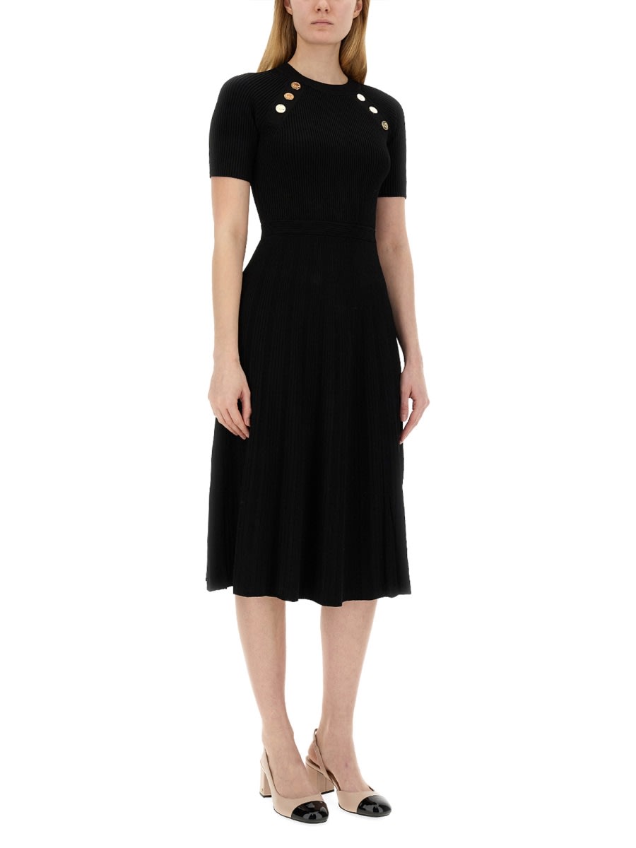 Shop Michael Kors Stretch Knit Longuette Dress In Black