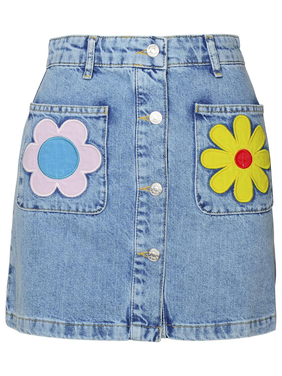 Shop M05ch1n0 Jeans Blue Denim Skirt In Light Blue