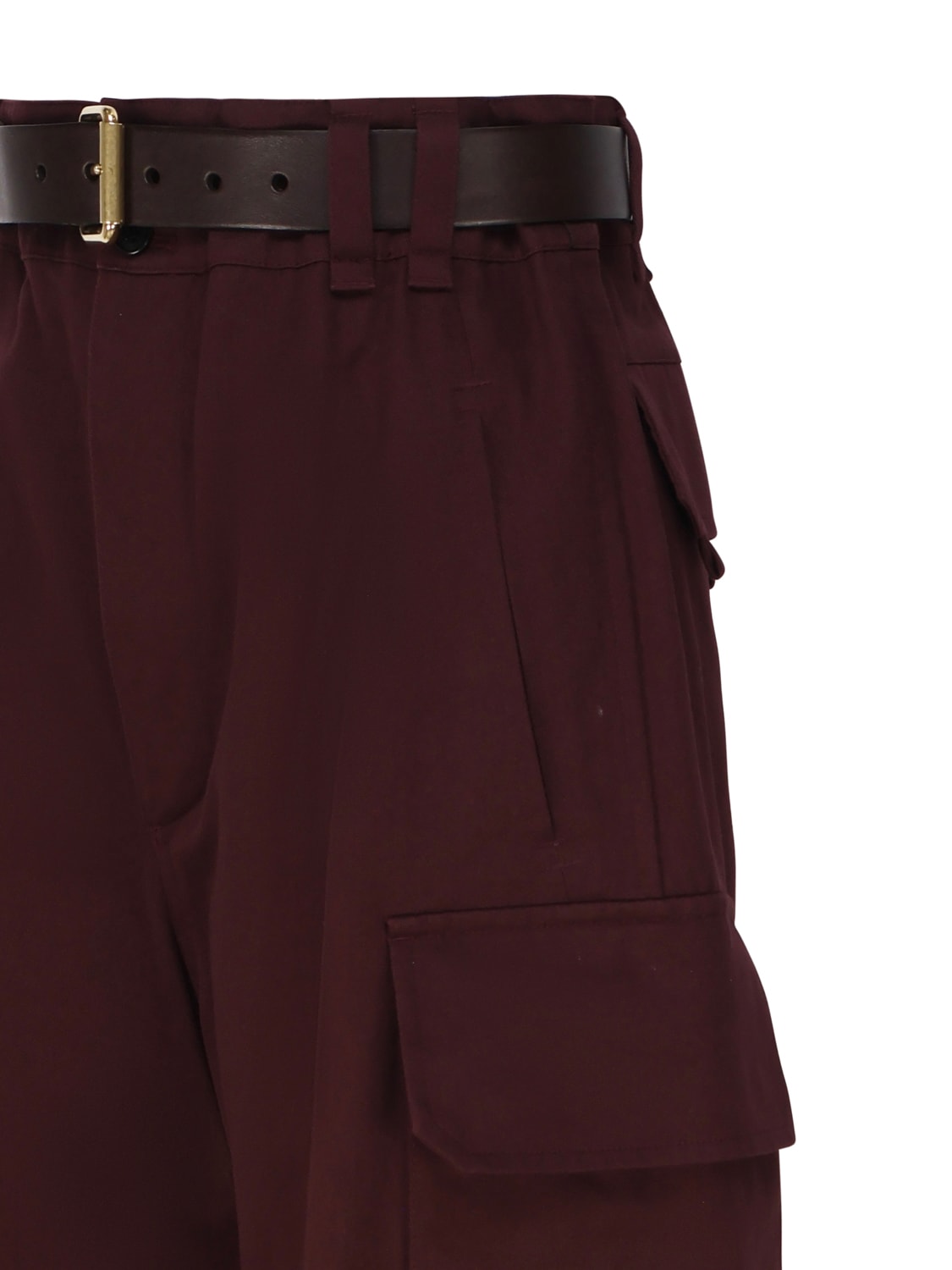 SAINT LAURENT COTTON CARGO TROUSERS WITH INTEGRATED BELT