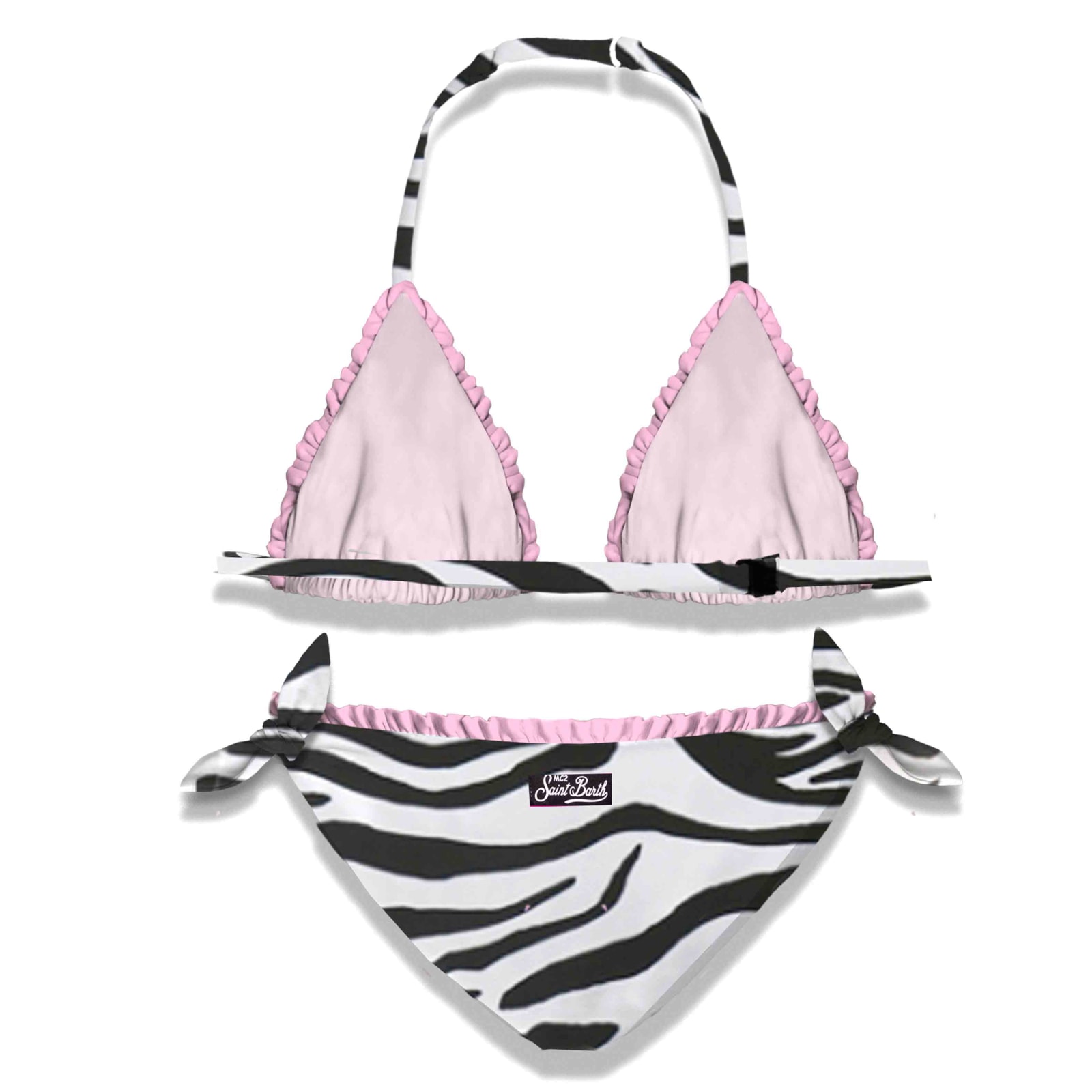 Shop Mc2 Saint Barth Zebra Bikini Girls In Black