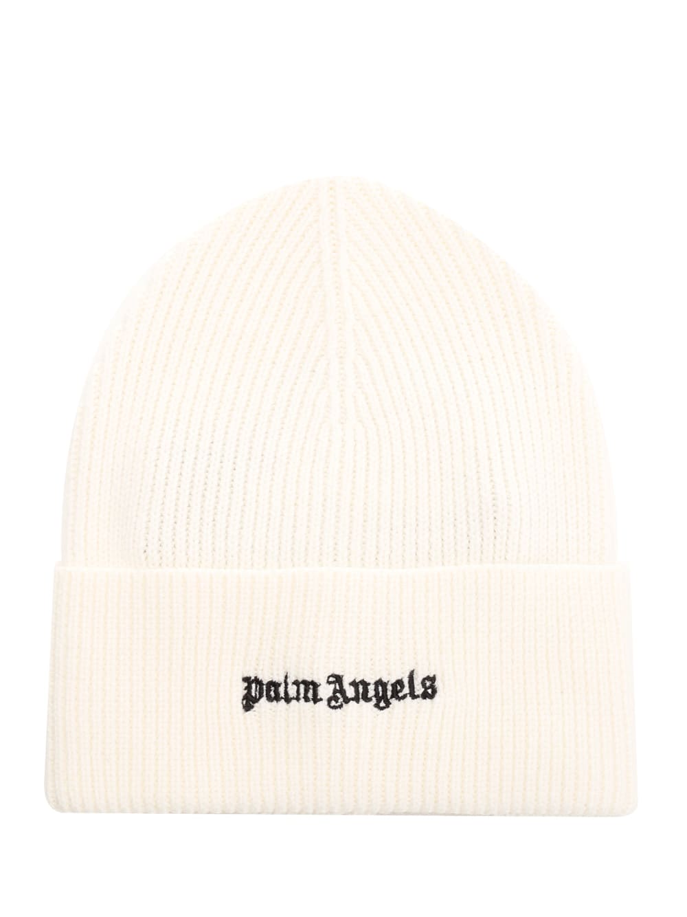 Shop Palm Angels Ribbed Beanie In White