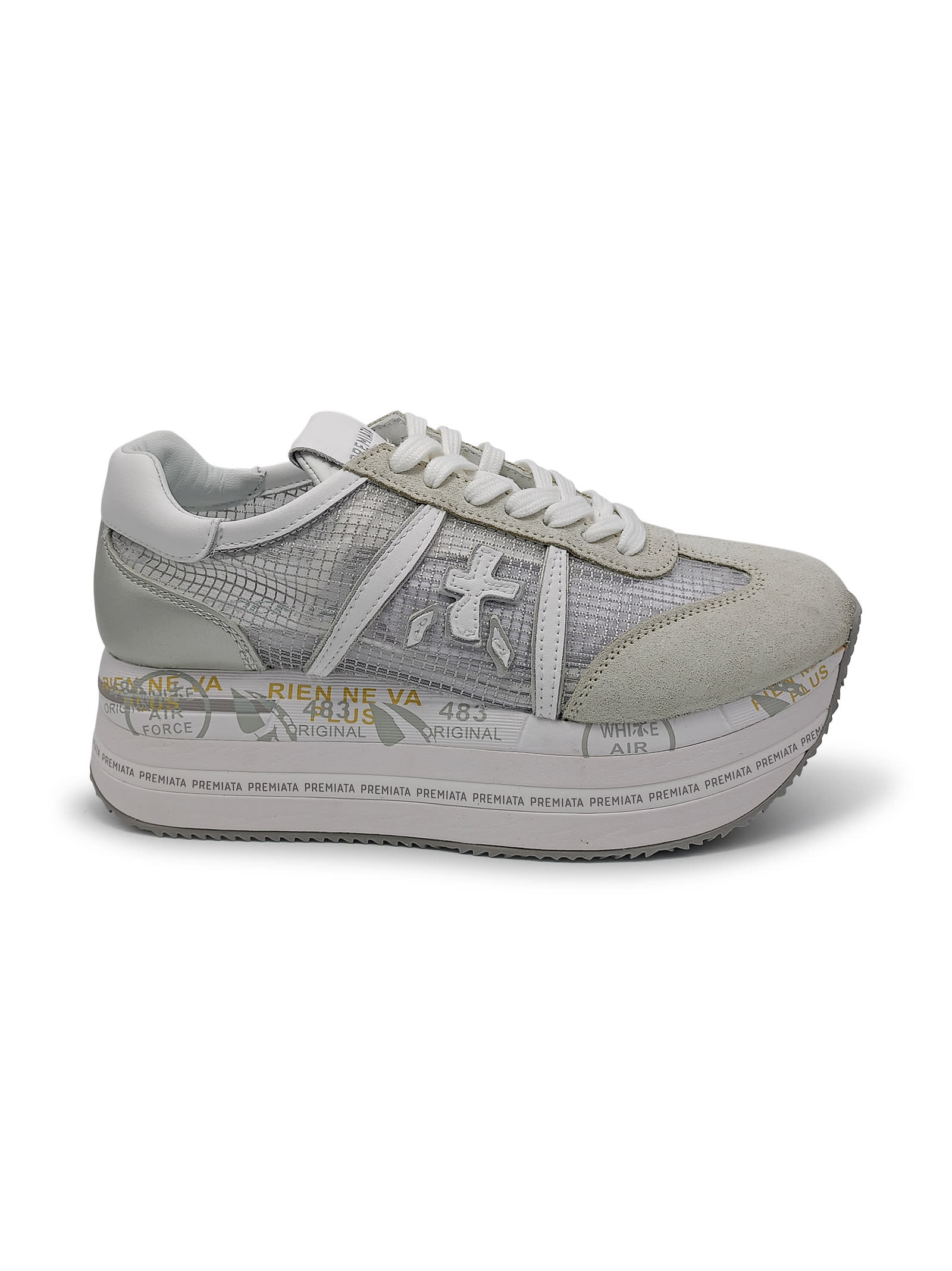 Shop Premiata Beth Sneakers With Logo Application In Grey