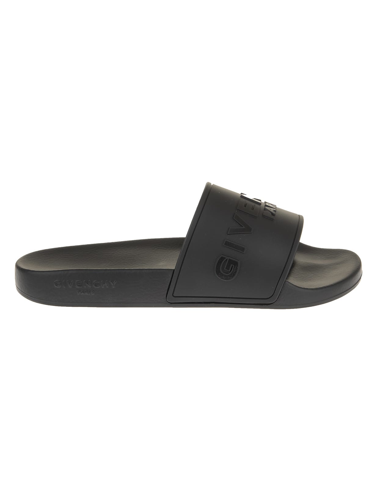 Givenchy Man Black Slippers With Embossed Logo