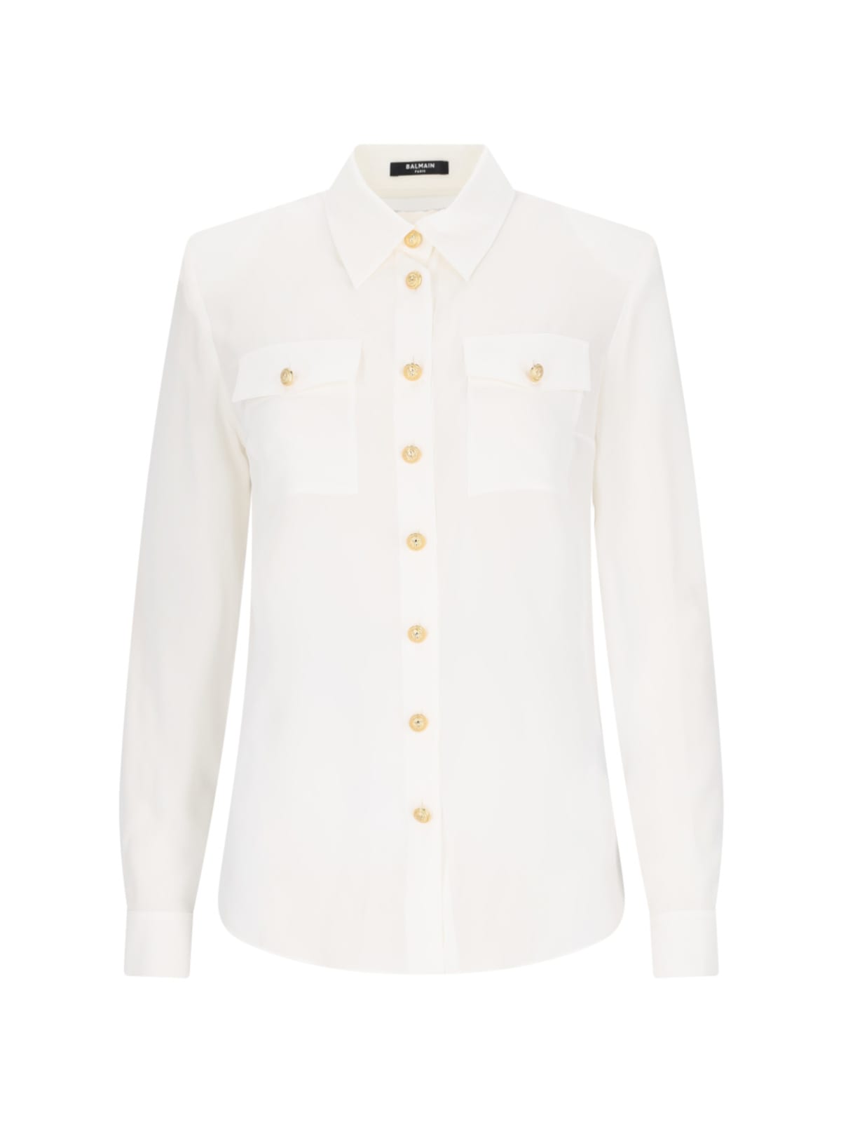 Shop Balmain Silk Shirt In White