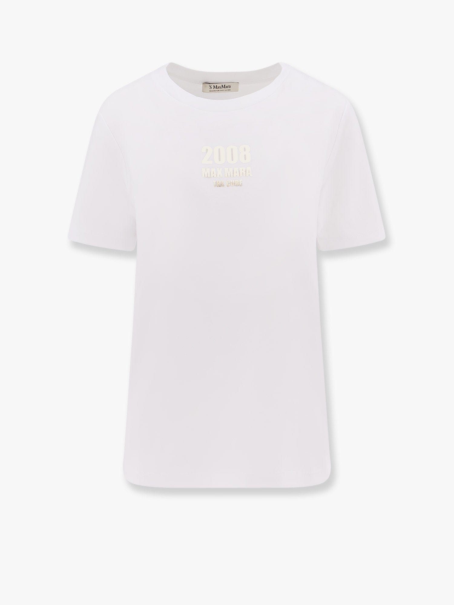 S Max Mara Quieto Cotton T-shirt With Print On The Front In White