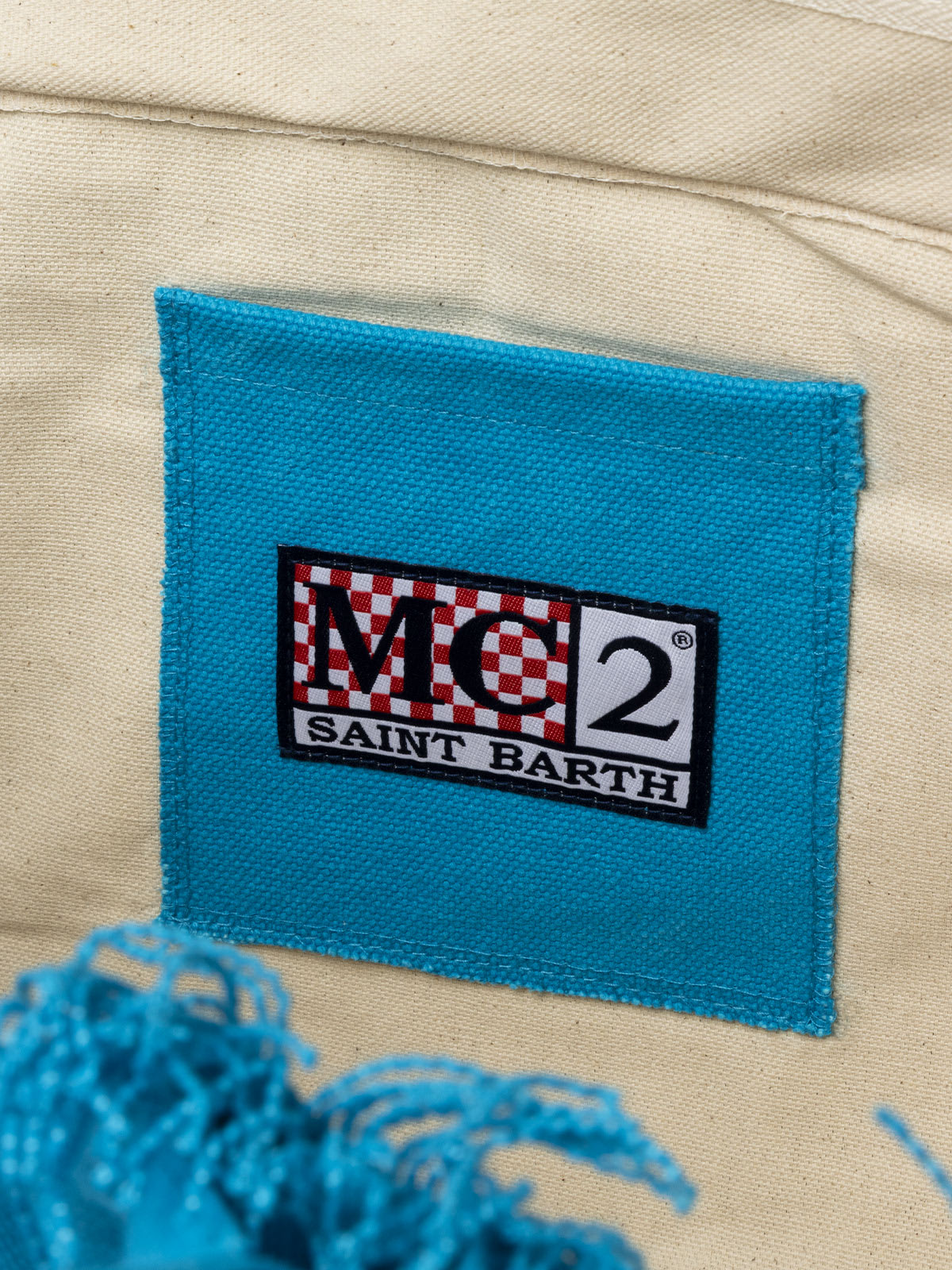 Mc2 Saint Barth Light Blue Cotton Canvas Vanity Tote Bag In Sky