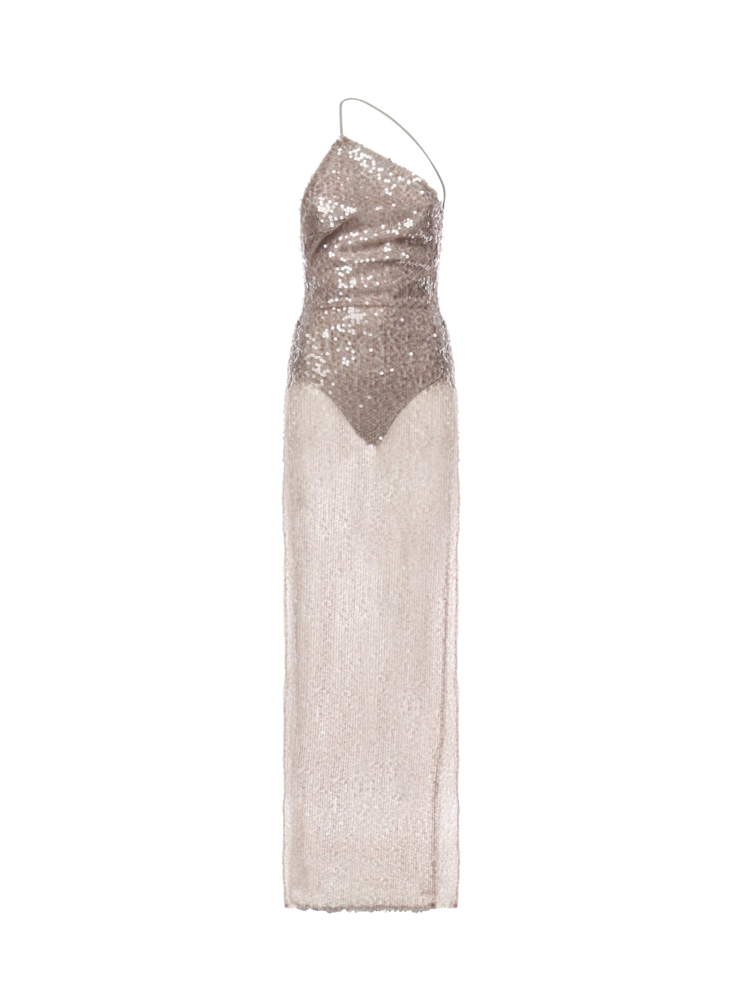 The Andamane Long Sequin Dress In Neutral