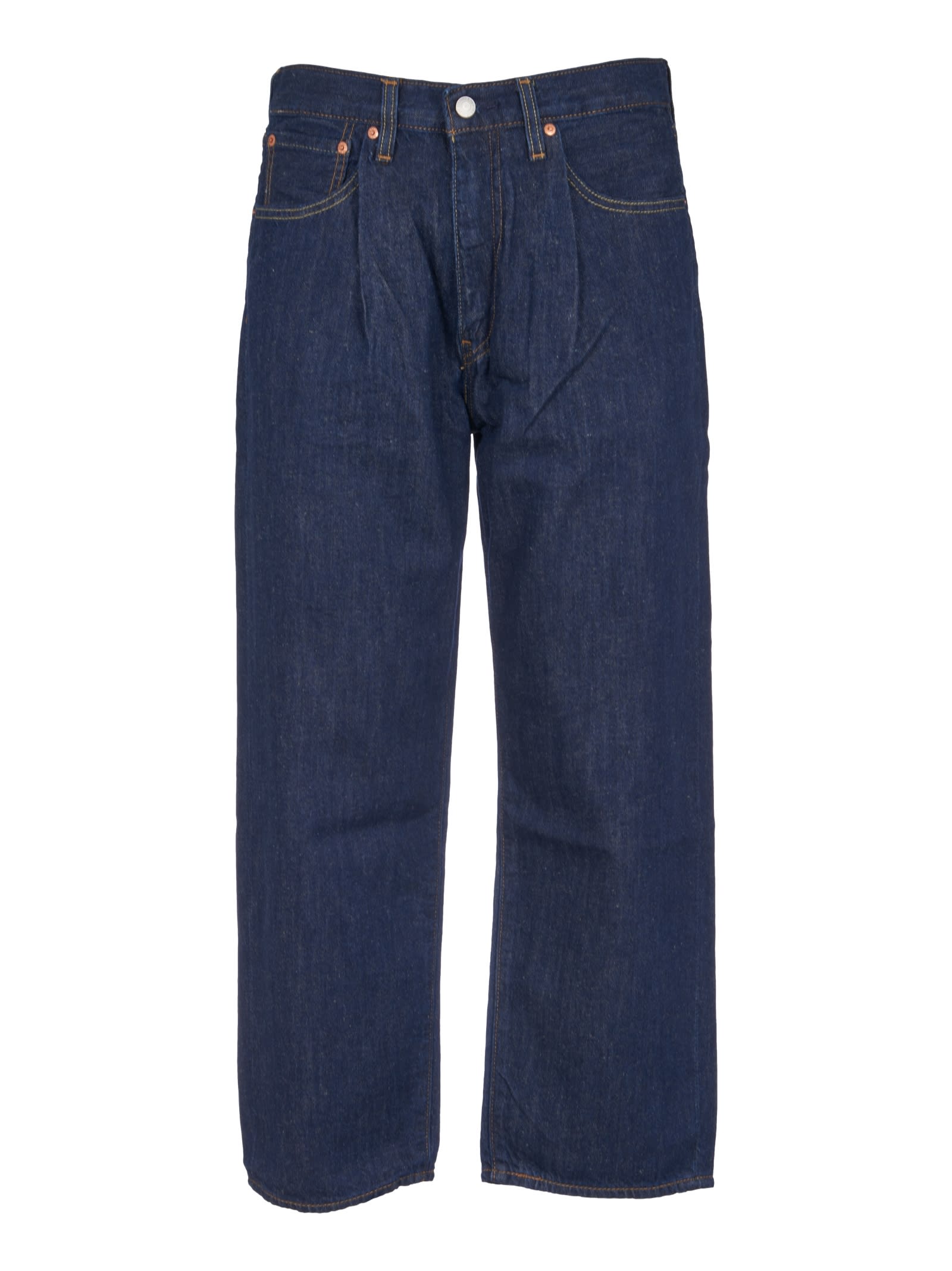 Shop Levi's Buttoned Cropped Jeans In Blue