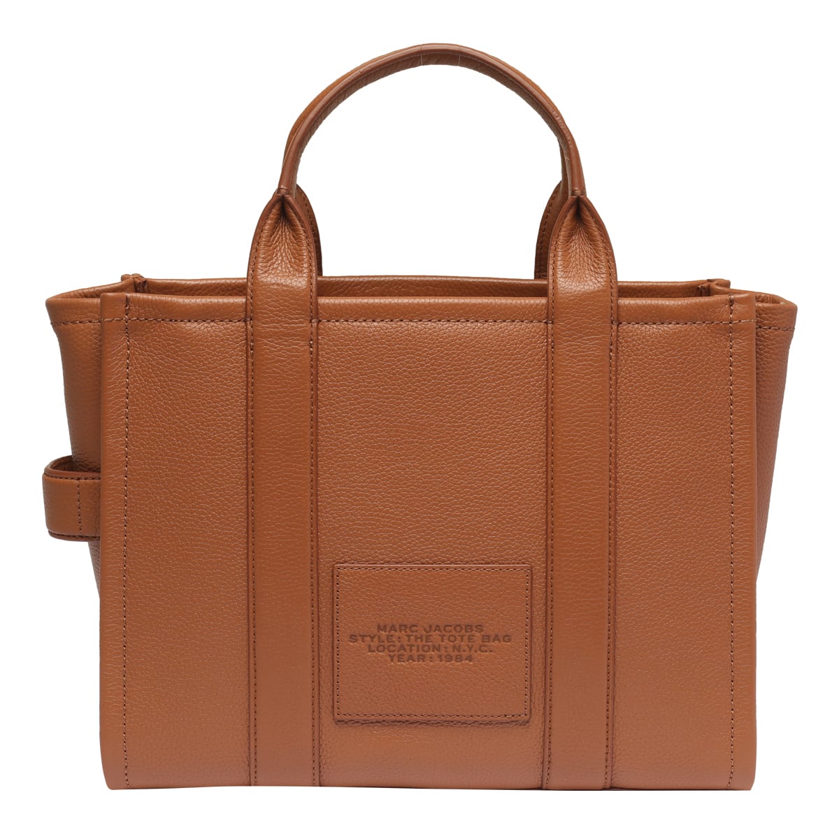 Shop Marc Jacobs The Leather Medium Tote Bag In Brown