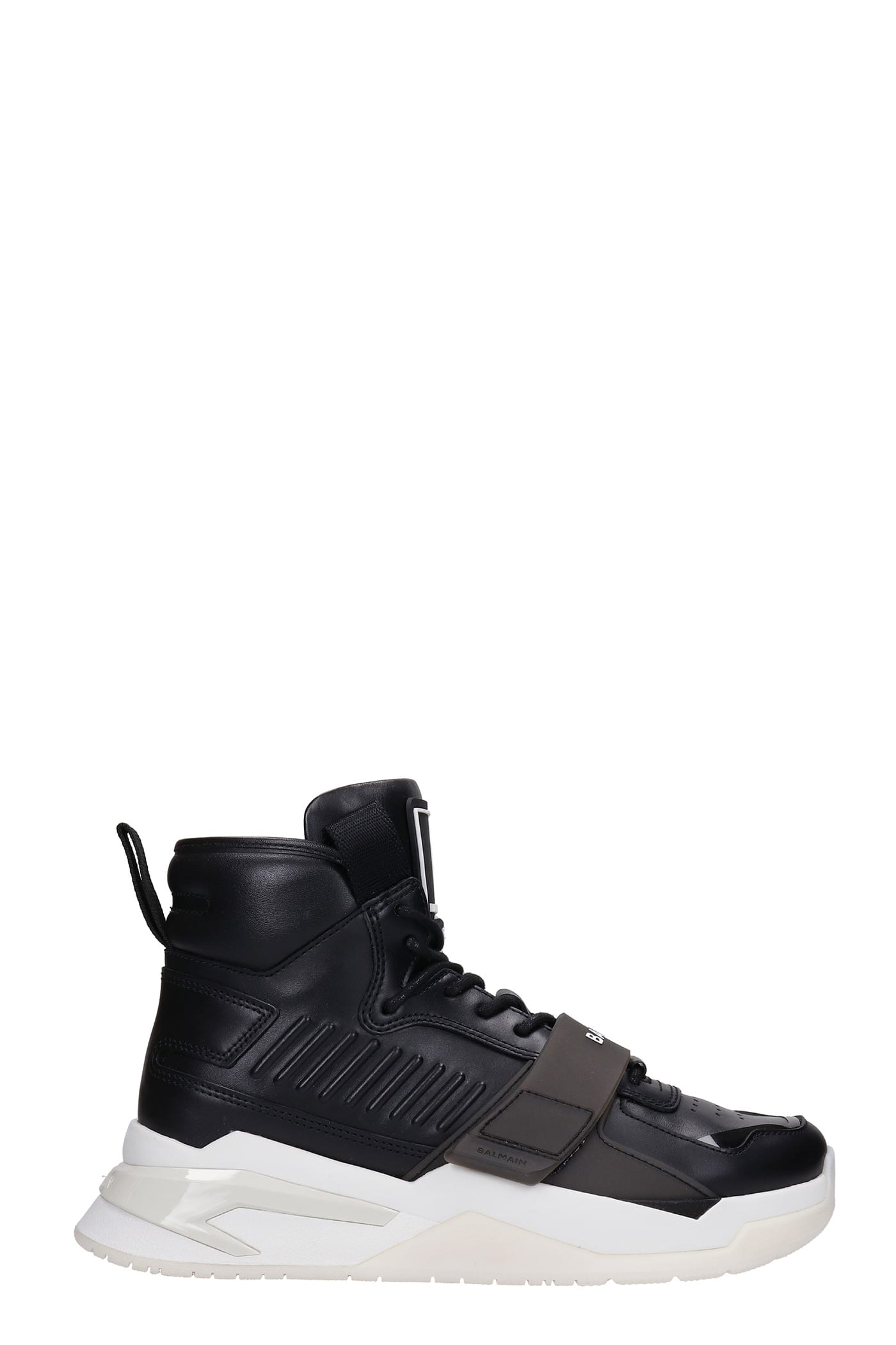 Balmain B-ball Strap Sneakers In Black Leather