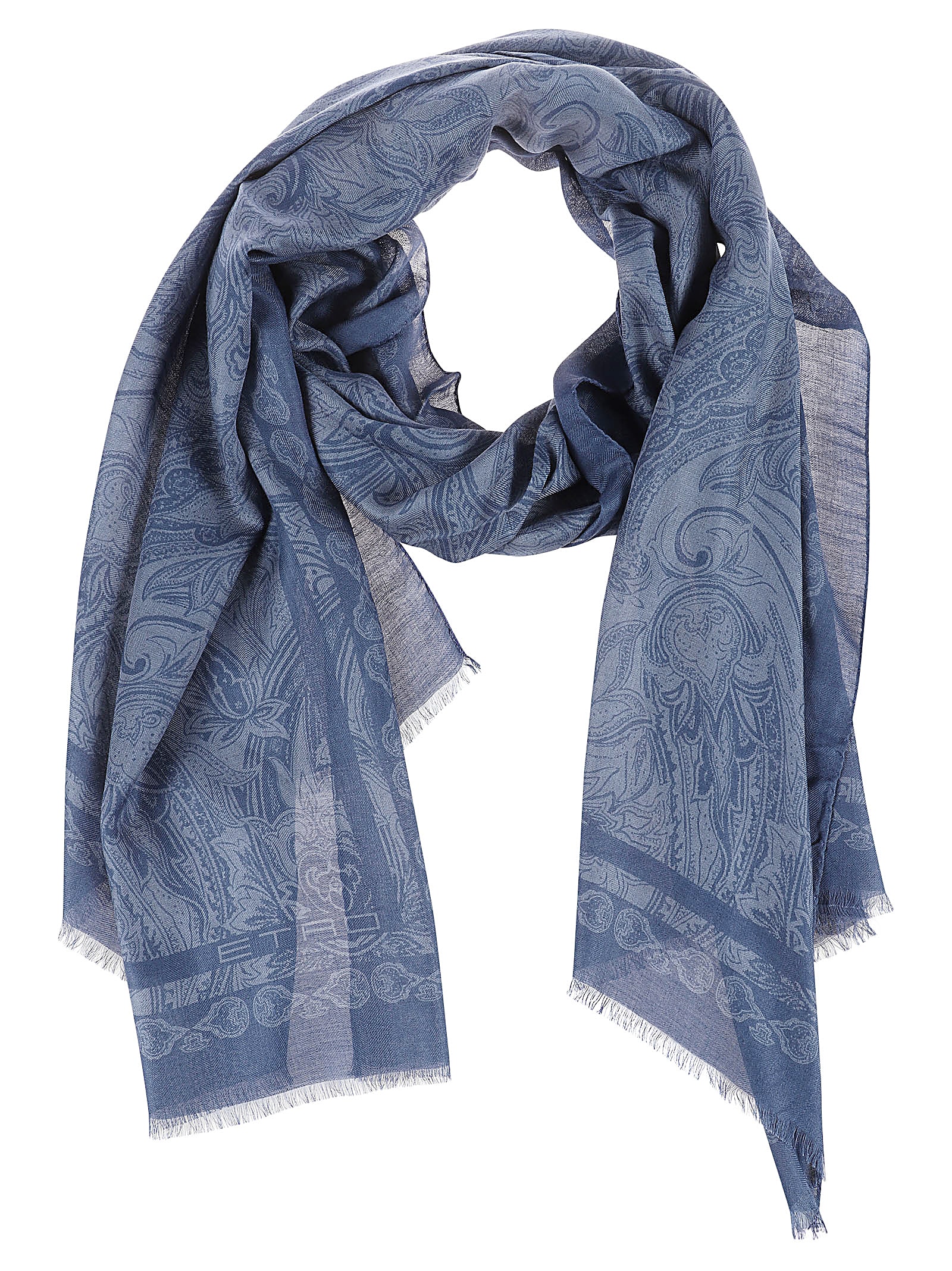 Shop Etro Scarf In Blu Fantasia